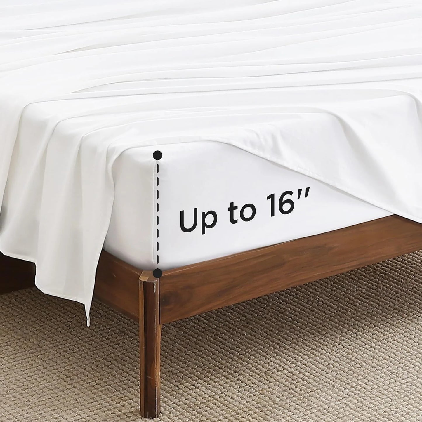 White Cotton Bedsure 100% Cotton Sheets, King Size Sheets Set, Ultra Soft & Comfort Cotton King Sheet with Deep Pocket up to 16", 4 Piece Hotel Luxury Bedding Bedsheets for Women, Men, Kids & Teens - White White Solid King, Brand New condition - View 7