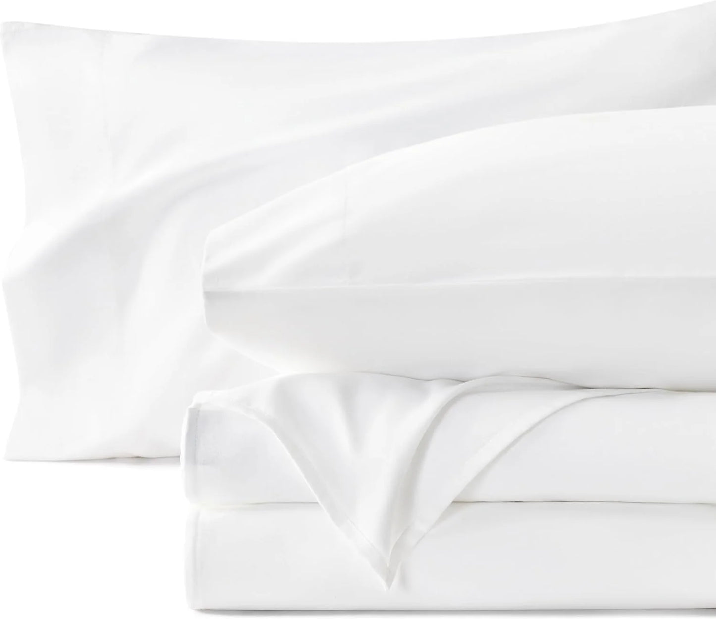 White Cotton Bedsure 100% Cotton Sheets, King Size Sheets Set, Ultra Soft & Comfort Cotton King Sheet with Deep Pocket up to 16", 4 Piece Hotel Luxury Bedding Bedsheets for Women, Men, Kids & Teens - White White Solid King, Brand New condition - View 9
