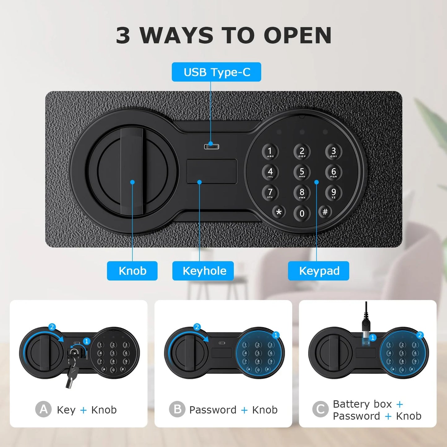 Bonsaii Safe with Electronic Keypad and Removable Shelf - View 4