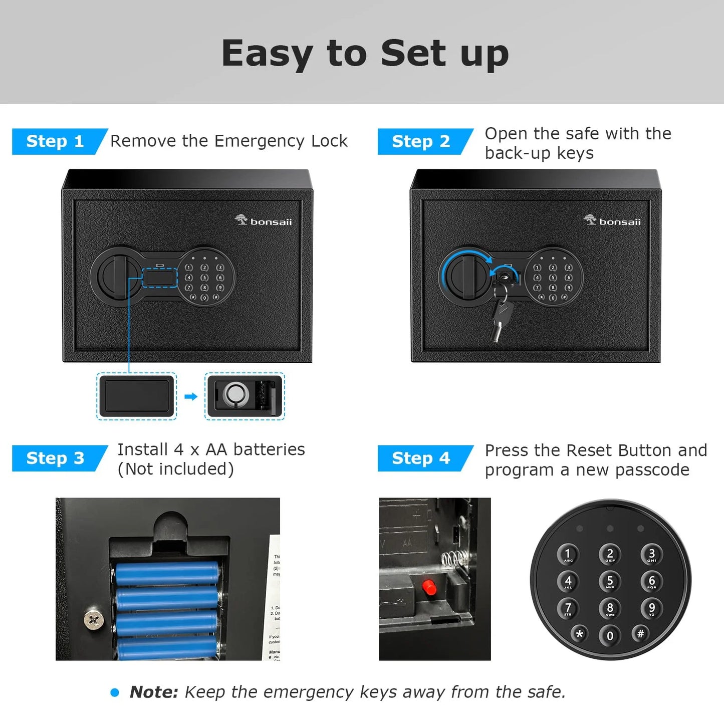 Black Steel Bonsaii Safe, 0.6 Cubic Safe Box with Electronic Keypad, Removable Shelf, Good Condition condition - View 6