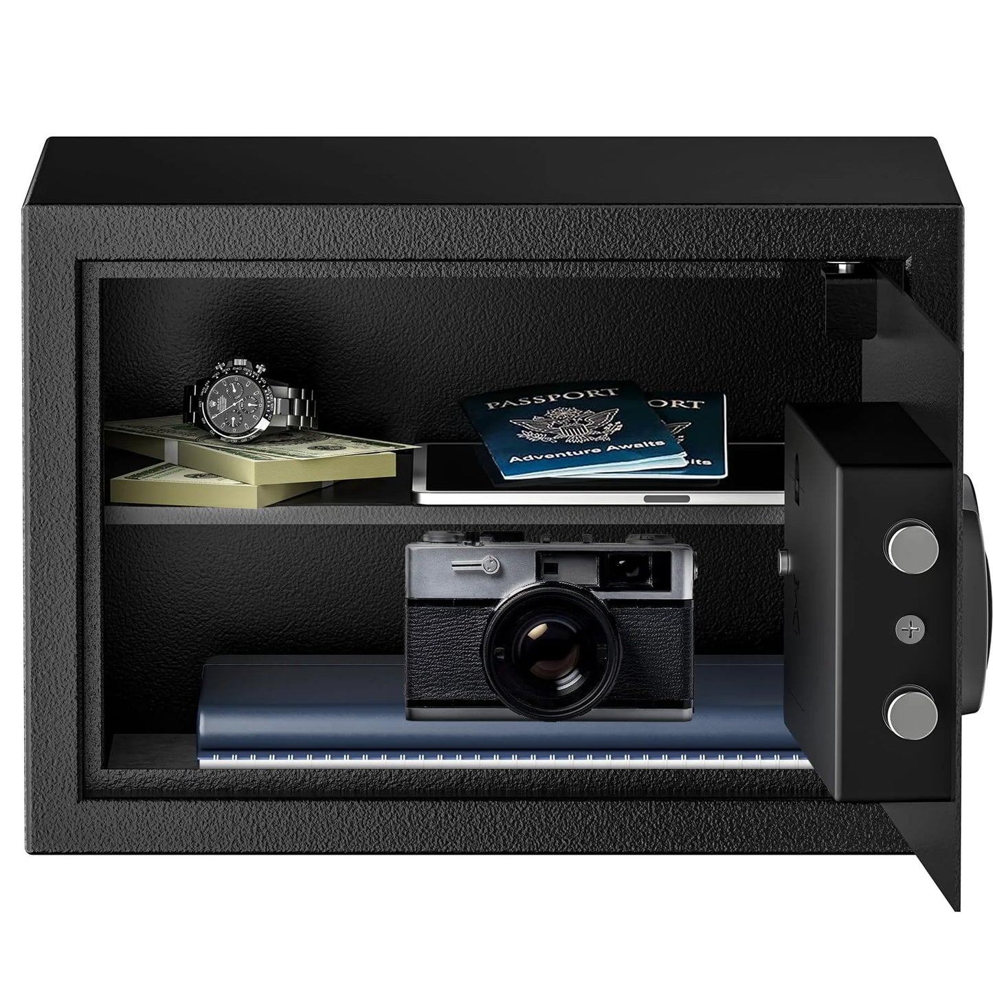 Black Steel Bonsaii Safe, 0.6 Cubic Safe Box with Electronic Keypad, Removable Shelf, Good Condition condition - View 9