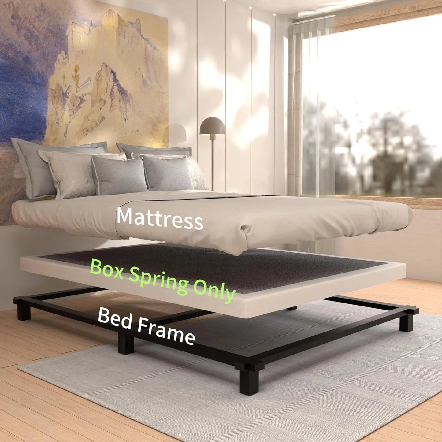 N/A Metal Frame with Fabric Cover Box Spring Queen 3 INCH,Queen Size Box Spring ONLY,Metal Frame with Fabric Cover,Easy Assembly,Noise Free 3 Inch Queen, As Is condition - View 6