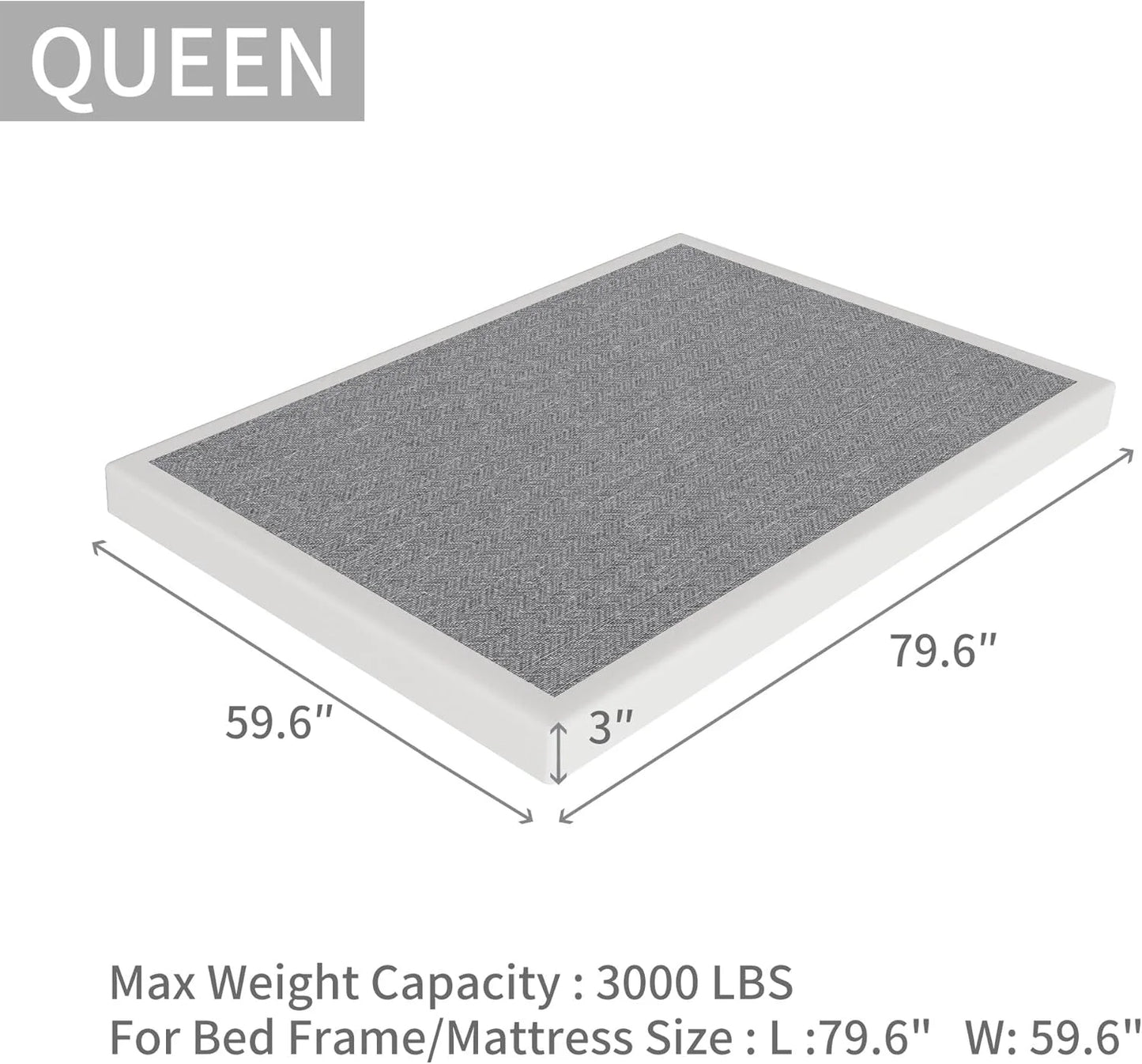 N/A Metal Frame with Fabric Cover Box Spring Queen 3 INCH,Queen Size Box Spring ONLY,Metal Frame with Fabric Cover,Easy Assembly,Noise Free 3 Inch Queen, As Is condition - View 9