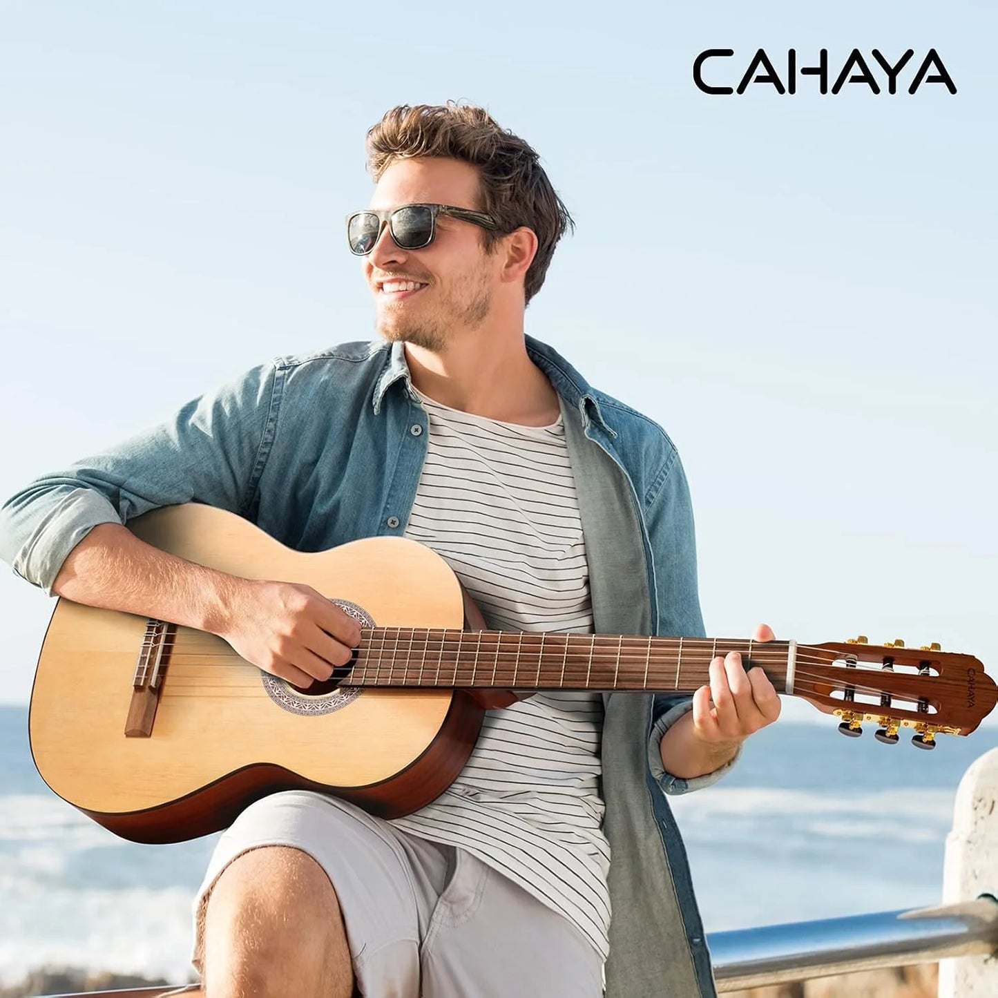 Natural Wood, Nylon CAHAYA Classical Guitar Beginner Kit 39 Inch for Kids Teenager Adults with 0.4? Thick Padded Gig Bag Full Size Model: CY0269, Good Condition condition - View 9