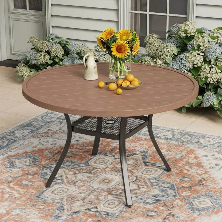 Neutral Weather-resistant materials Calva Round 47.2'' Outdoor Dining Table, Good Condition condition - View 3