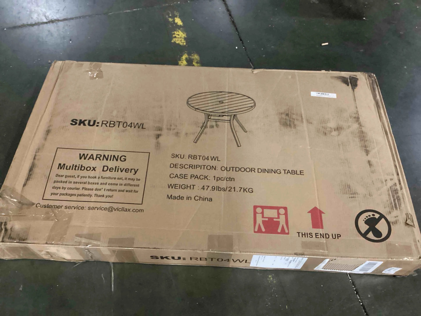 Neutral Weather-resistant materials Calva Round 47.2'' Outdoor Dining Table, Good Condition condition - View 6