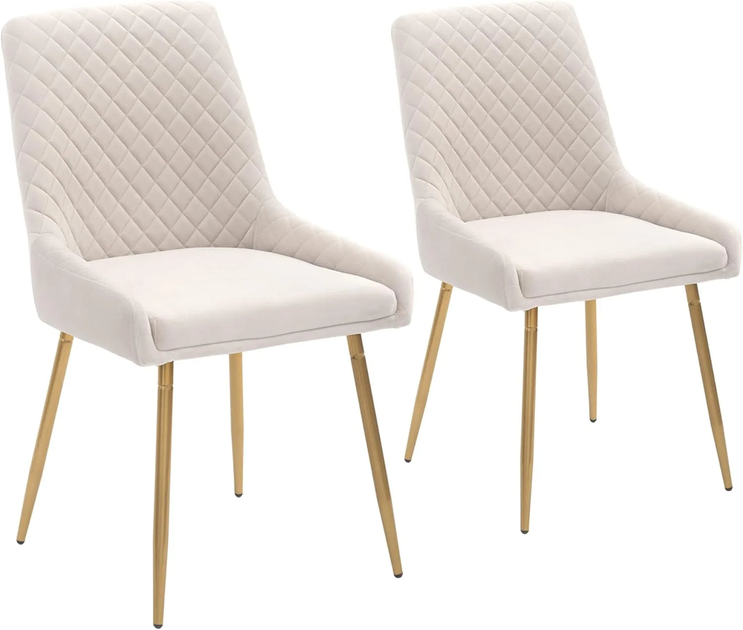 Beige Velvet, Metal CangLong Mid-Century Velvet Upholstered Metal Legs for Kitchen, Dining, Living, Guest, Bed Room Side Chair, Set of 2, Beige, Good Condition condition - View 3