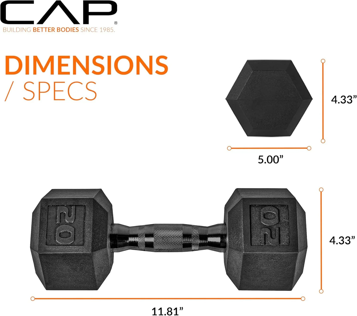 Black Coated steel CAP Barbell Coated Hex Dumbbell Weight | Multiple Options Black Handle 20 lb, Good Condition condition - View 7
