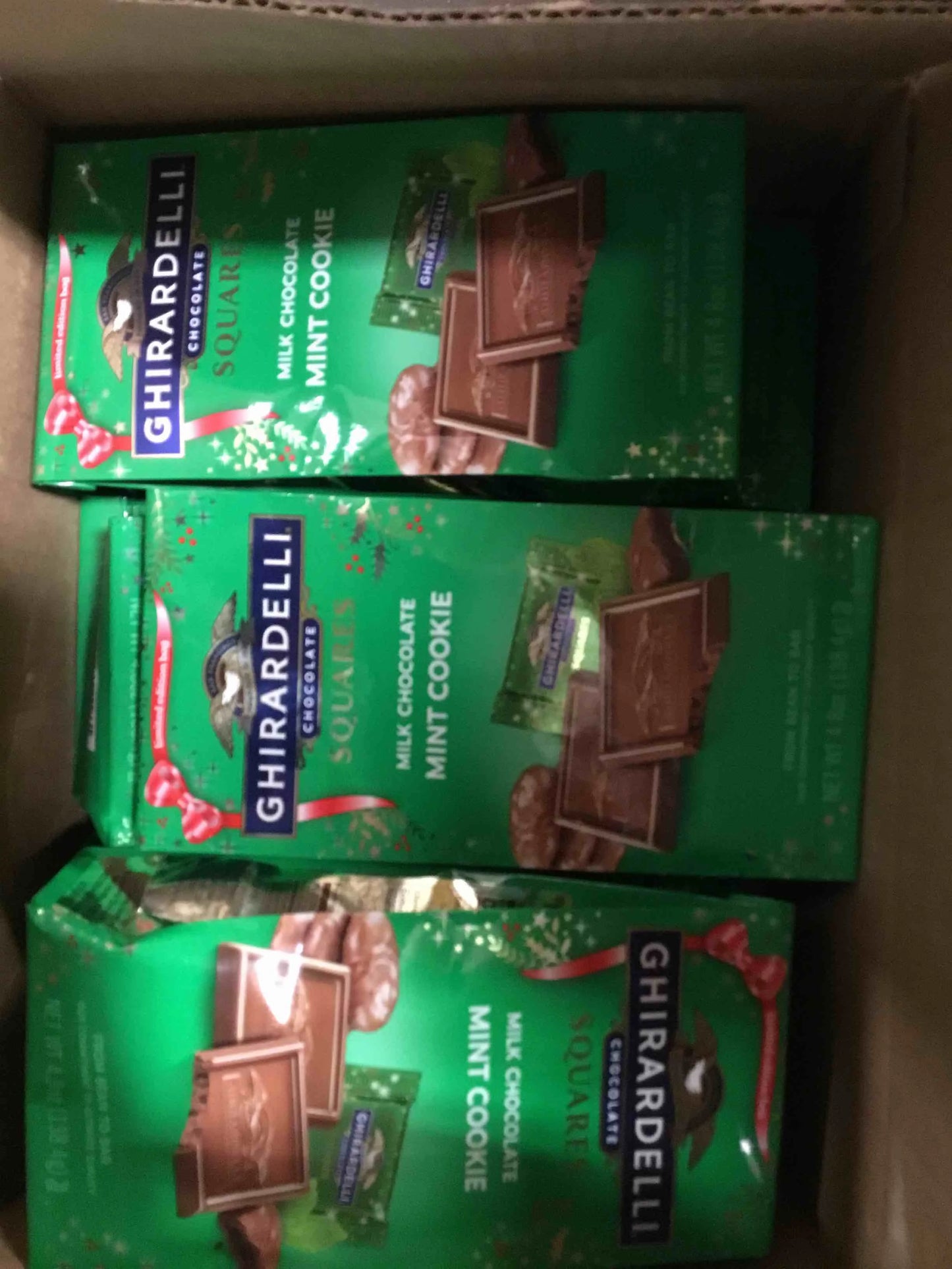 Milk Chocolate, Mint Food Case of 12 Ghirardelli Christmas Milk Chocolate Mint Cookie Squares Bag - 4.8oz Bb 7/31/25, Good Condition condition - View 2