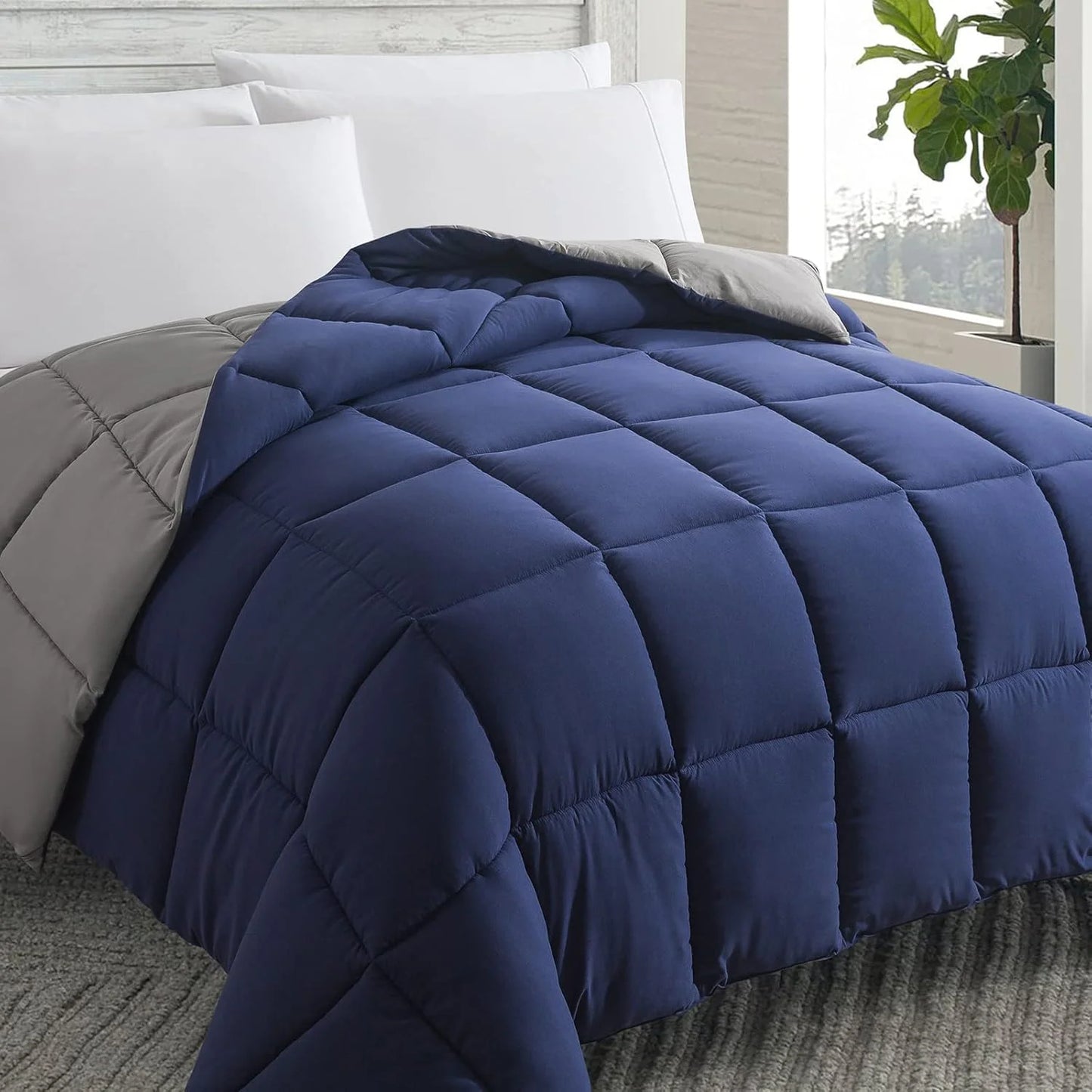 Blue/Grey Down Alternative Cosybay Down Alternative Comforter (Blue/Grey, Cal-King), Good Condition condition - View 1