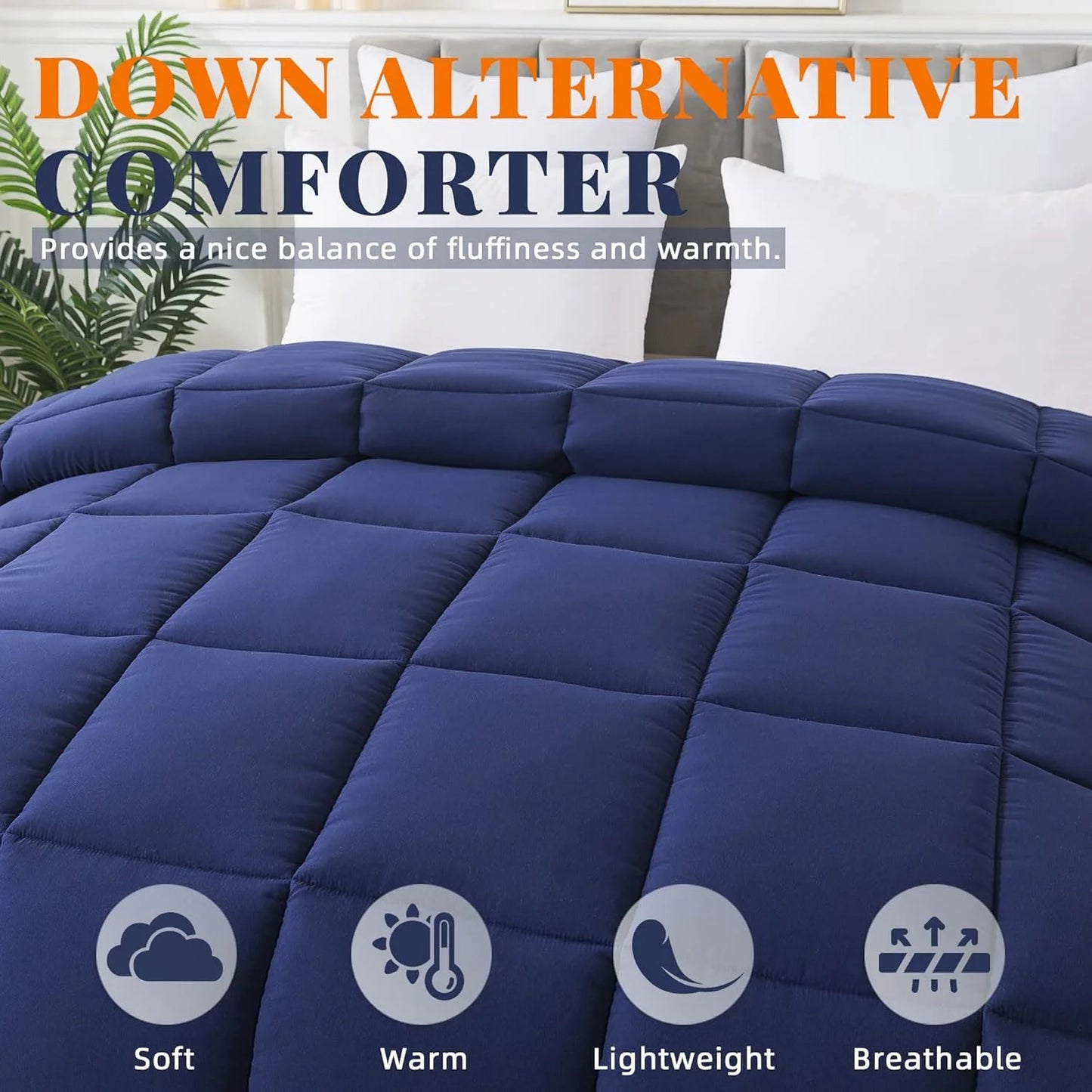 Blue/Grey Down Alternative Cosybay Down Alternative Comforter (Blue/Grey, Cal-King), Good Condition condition - View 5