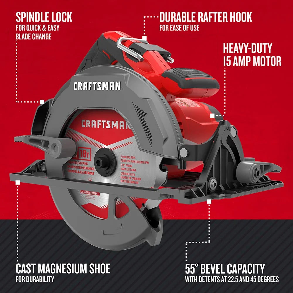 CRAFTSMAN Circular Saw, 7-1/4 inch, 15 Amp, Corded (CMES510) - View 4