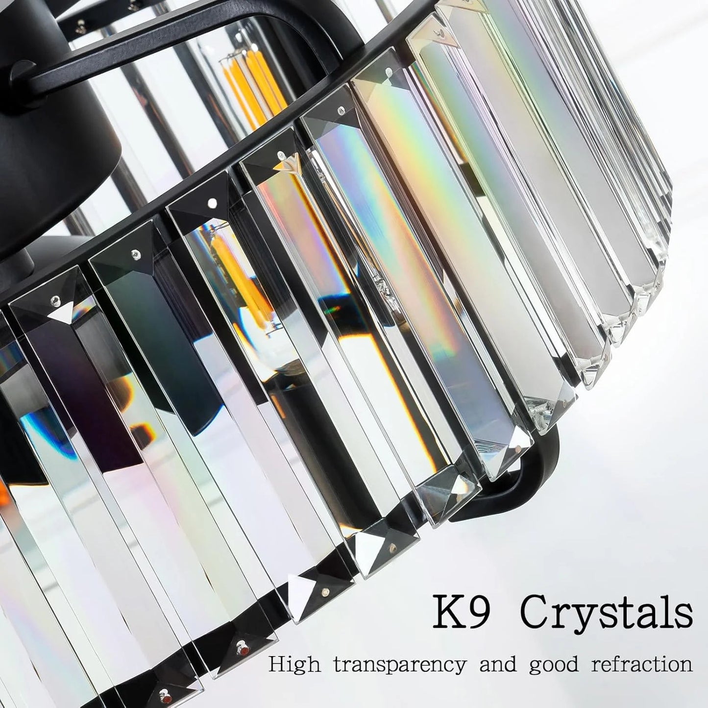 Crystal, White Crystal, Metal Crystal Ceiling Fan with Light Remote 6-Speed Silent Flush Mount DC Motor, Good Condition condition - View 4