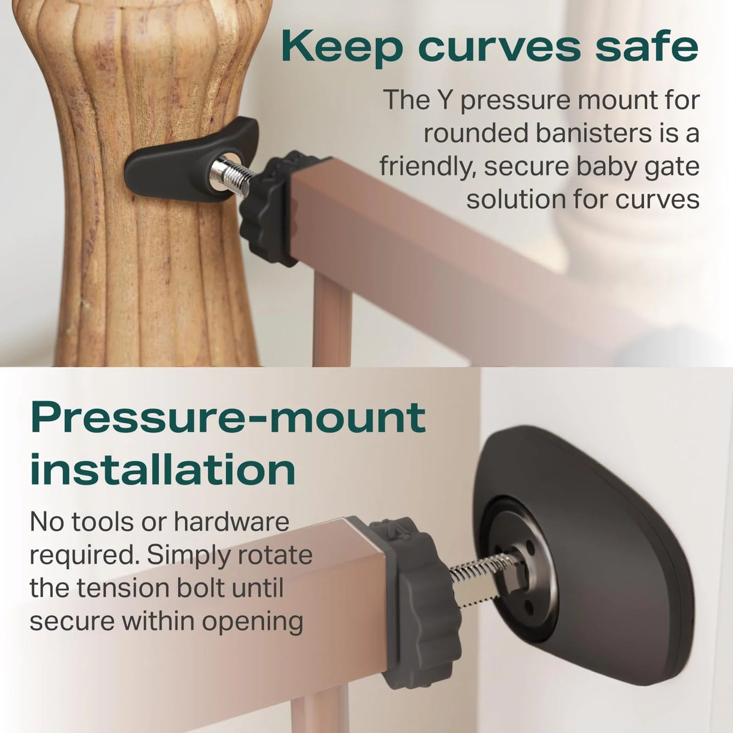 Cumbor 29.7-46" Baby Gate for Stairs - Brown - View 2