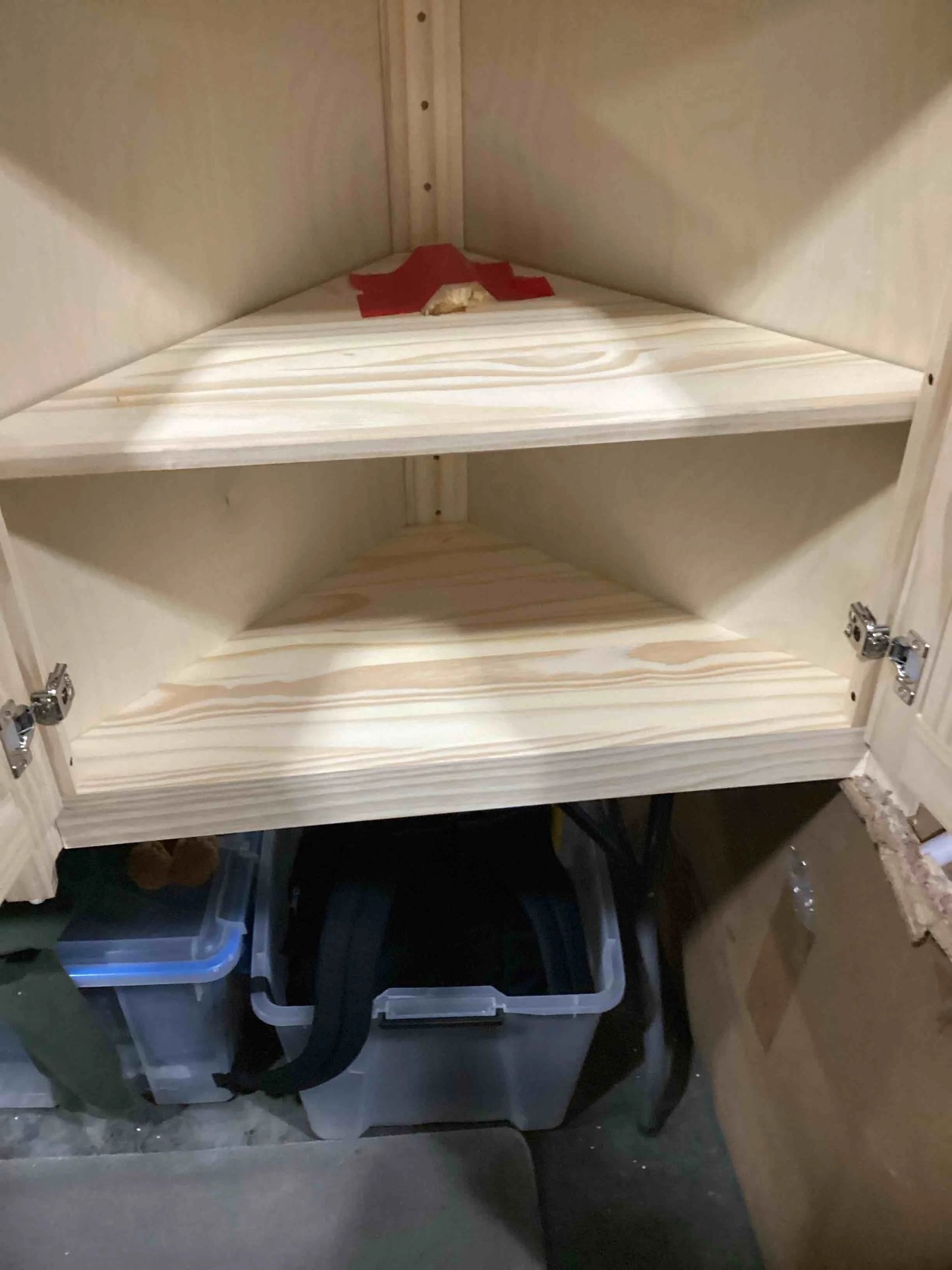 Unfinished Solid Wood Haelynn 33'' H Solid Wood 2-Door Corner Cabinet in Unfinished ((DAMAGED LEG)), Good Condition condition - View 6