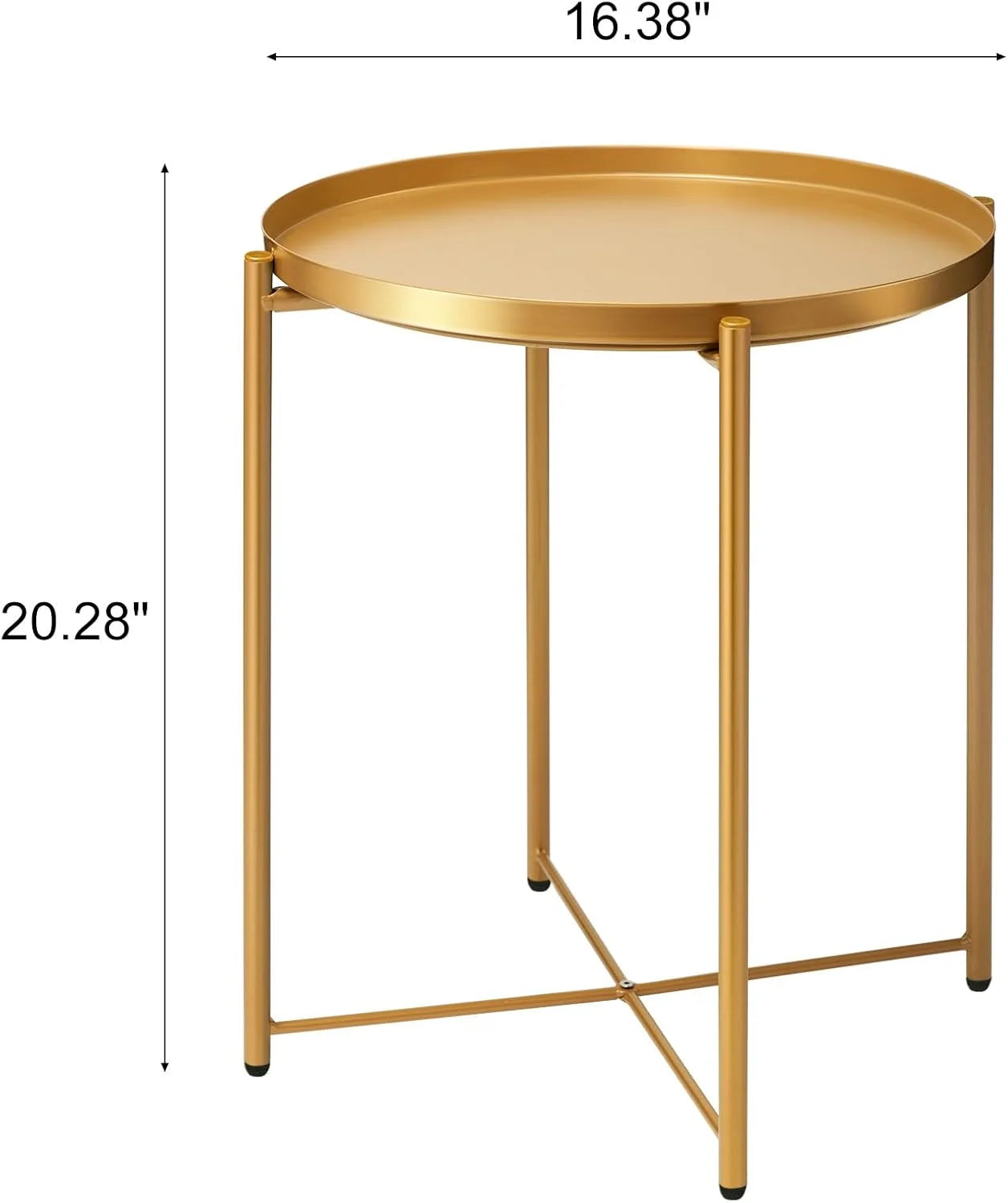 Gold Metal danpinera Gold Side Table, Gold End Table for Small Spaces Outdoor Accent Table Round Metal Patio Coffee Table Waterproof Removable Tray Table for Living Room Bedroom Balcony Office (Gold) Gold 1, Brand New condition - View 4