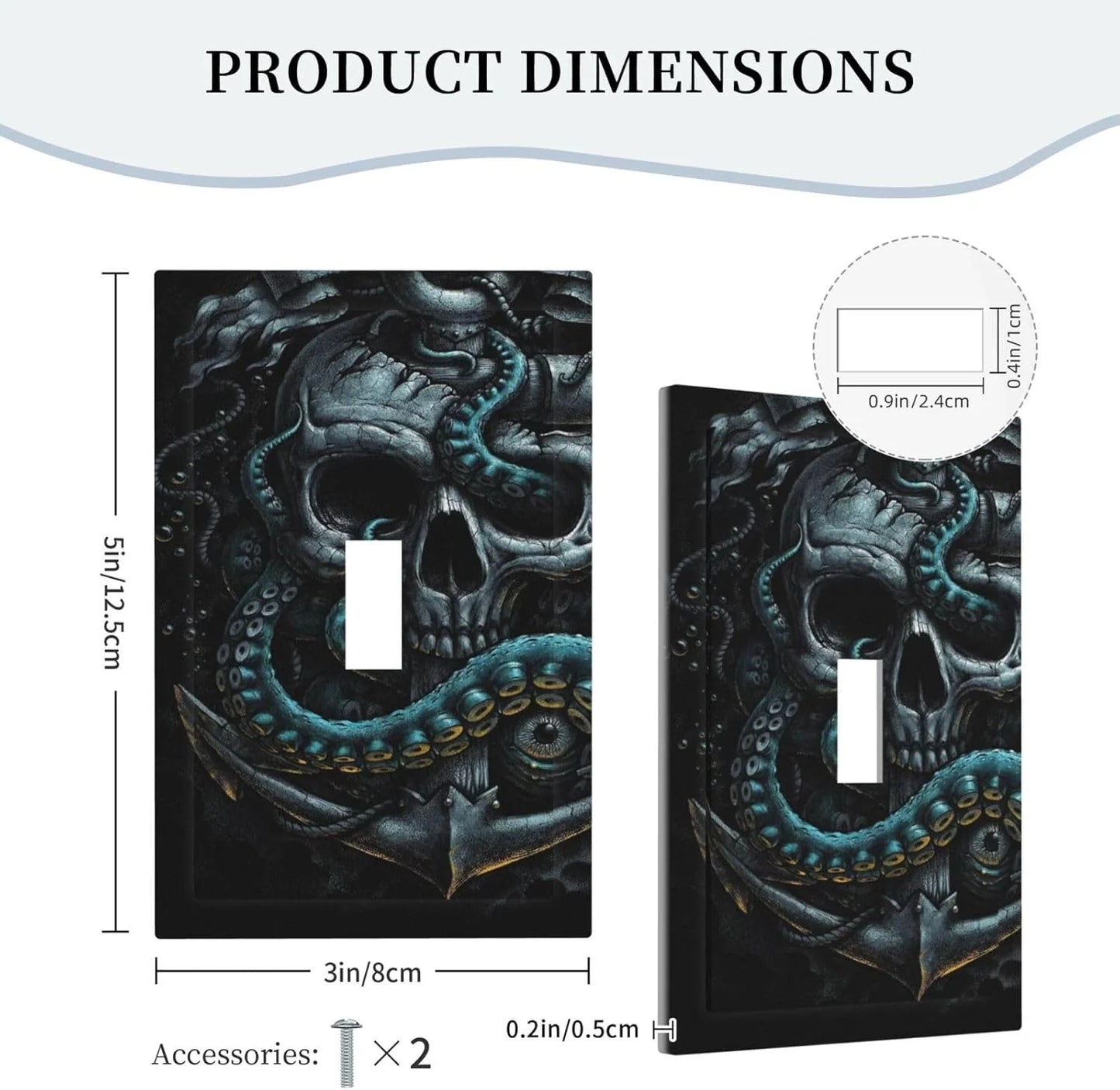 Black Plastic Decorative Light Switch Cover Plate Gothic Skull with Tentacles Anchor Octopus Skeleton 1 Gang Wall Plate Cover Single Toggle Switch Plate Covers Jumbo Electrical Switchplate Receptacle, Good Condition condition - View 9
