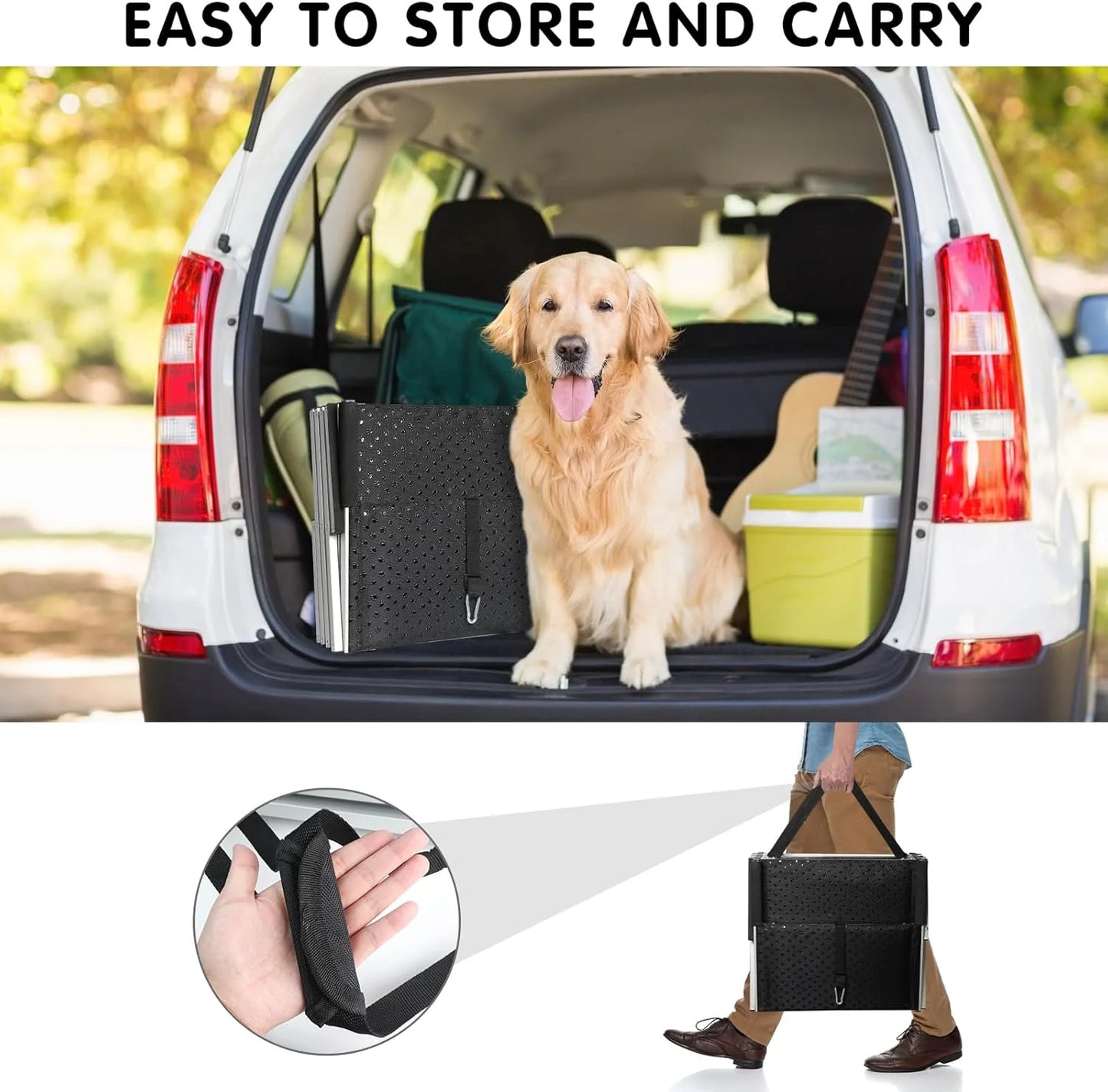 Black N/A DGSL Dog Ramp for Car, Extra Wide 4 Steps Dog Stairs for Truck, Folding Steps for Dogs with Non-Slip Surface, Pet Loader Dog Steps for Large Dog, SUV, Side Door and Bed, Supports Up to 250 Lbs Black 20In-4 Steps, Good Condition condition - View 6