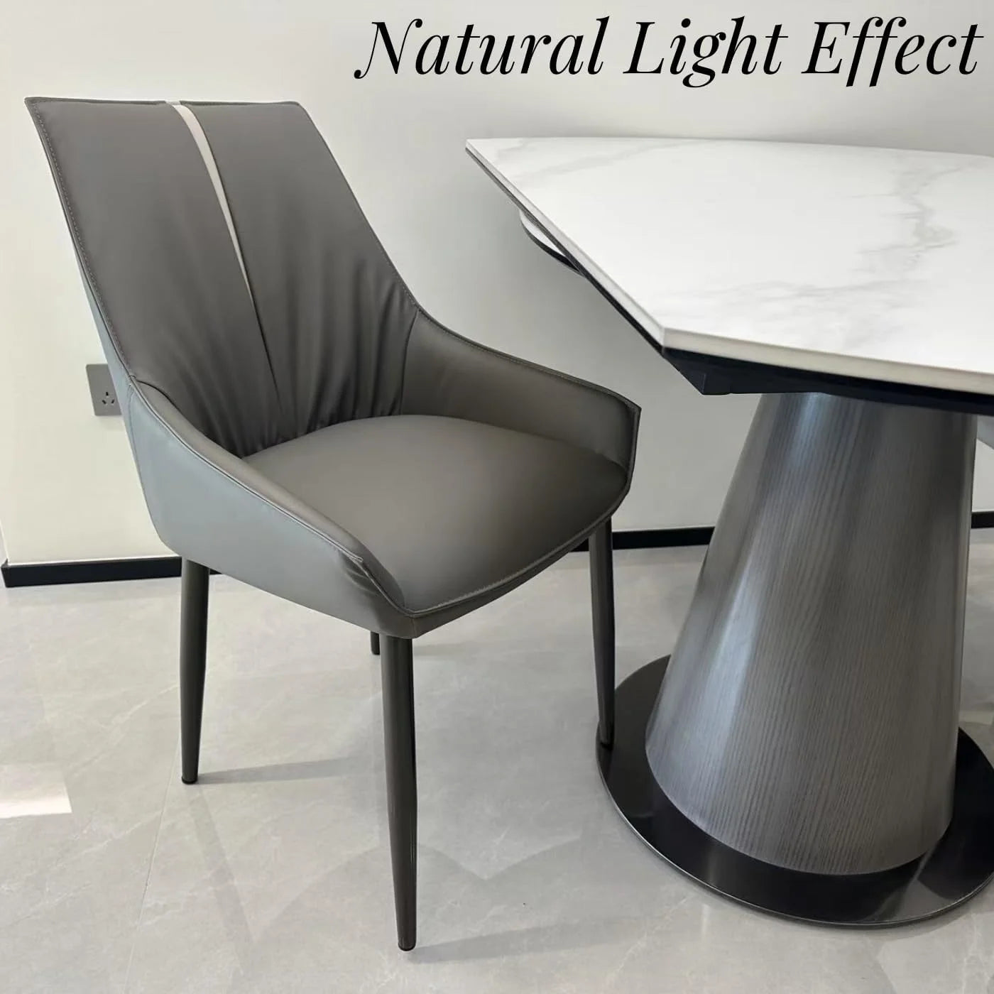 Black Faux Leather, Metal Dining Chairs Set of 2, Mid Century Upholstered Chairs with Arms, Faux Leather Seat, Metal Legs, Easy Assembly, Brand New condition - View 7