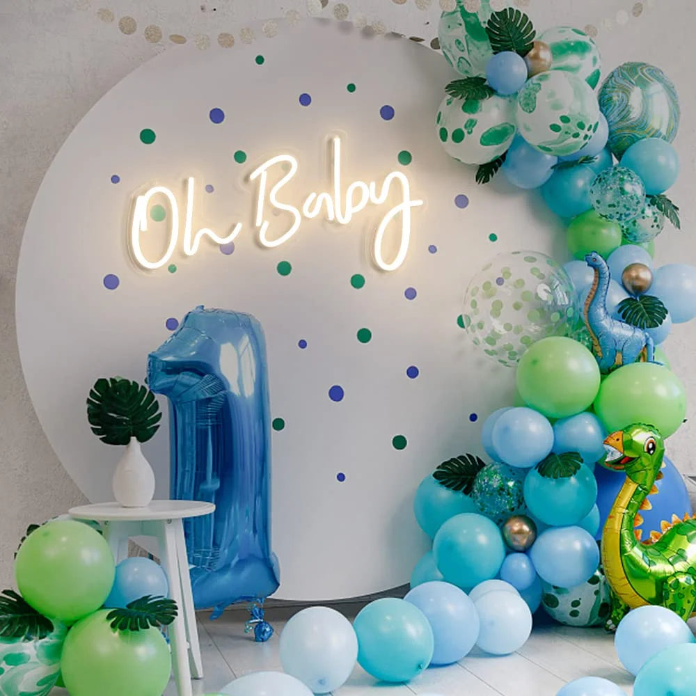 Warm White LED Neon DIVATLA Oh Baby Neon Sign for Baby Shower Decorations, Gender Reveal, Oh Baby Led Sign for Backdrop & Wall Decor, Photo Prop, Gif for Baby New Parents, 24"X12" Warm White, Good Condition condition - View 6