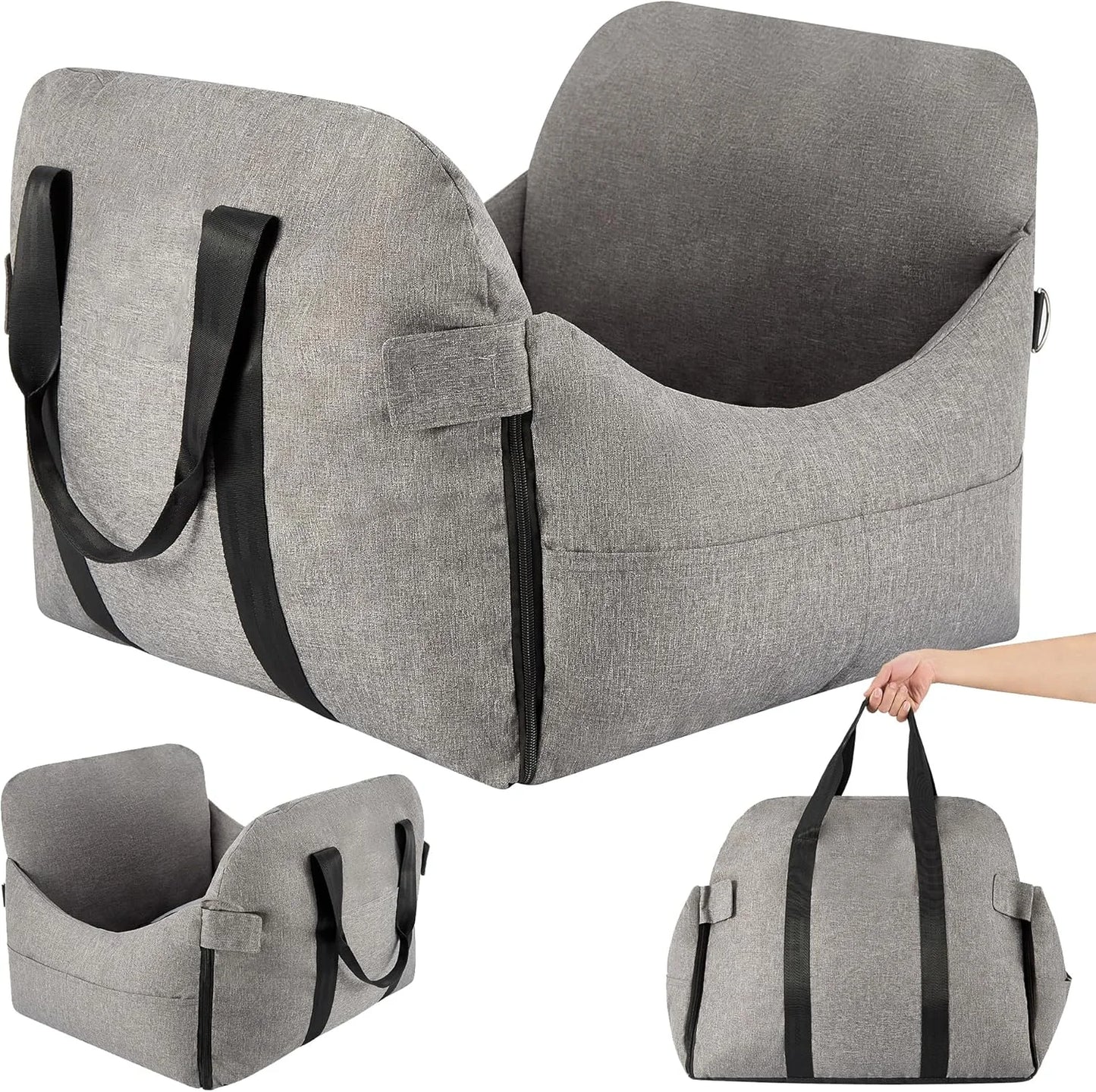 Gray N/A Dog Car Seat for Small/Medium Dogs.Water Repellent with Storage Pockets.Doubles as a Pet Travel Bed for Dogs Up to 40 lbs. Machine Washable Dog Carrier- Gray, Good Condition condition - View 4