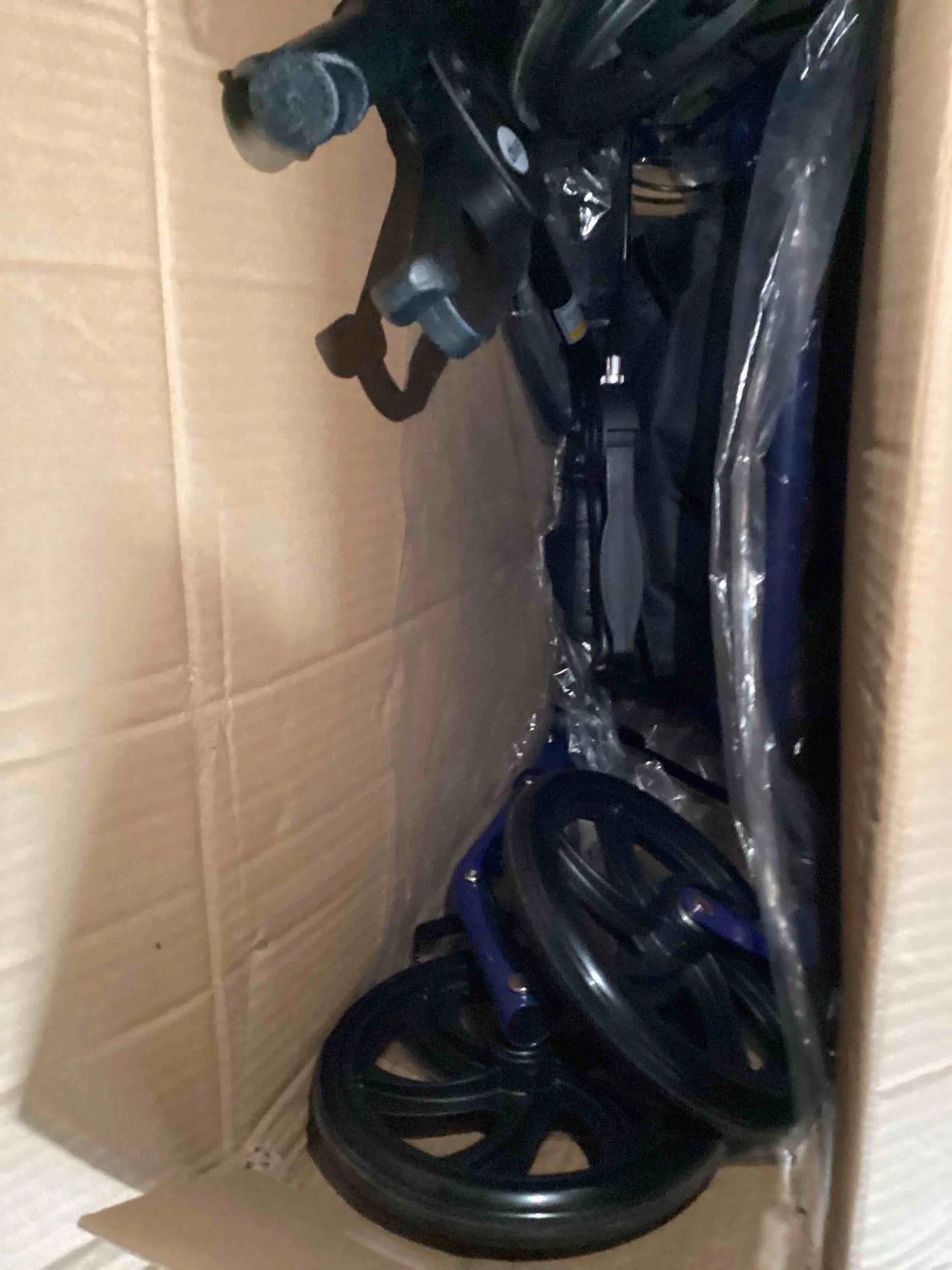 Blue Steel Drive Medical 10257BL-1 4 Wheel Rollator Walker With Seat, Steel Rolling Walker, Height Adjustable, 7.5" Wheels, Removable Back Support, 300 Pound Weight Capacity, Blue, Good Condition condition - View 4