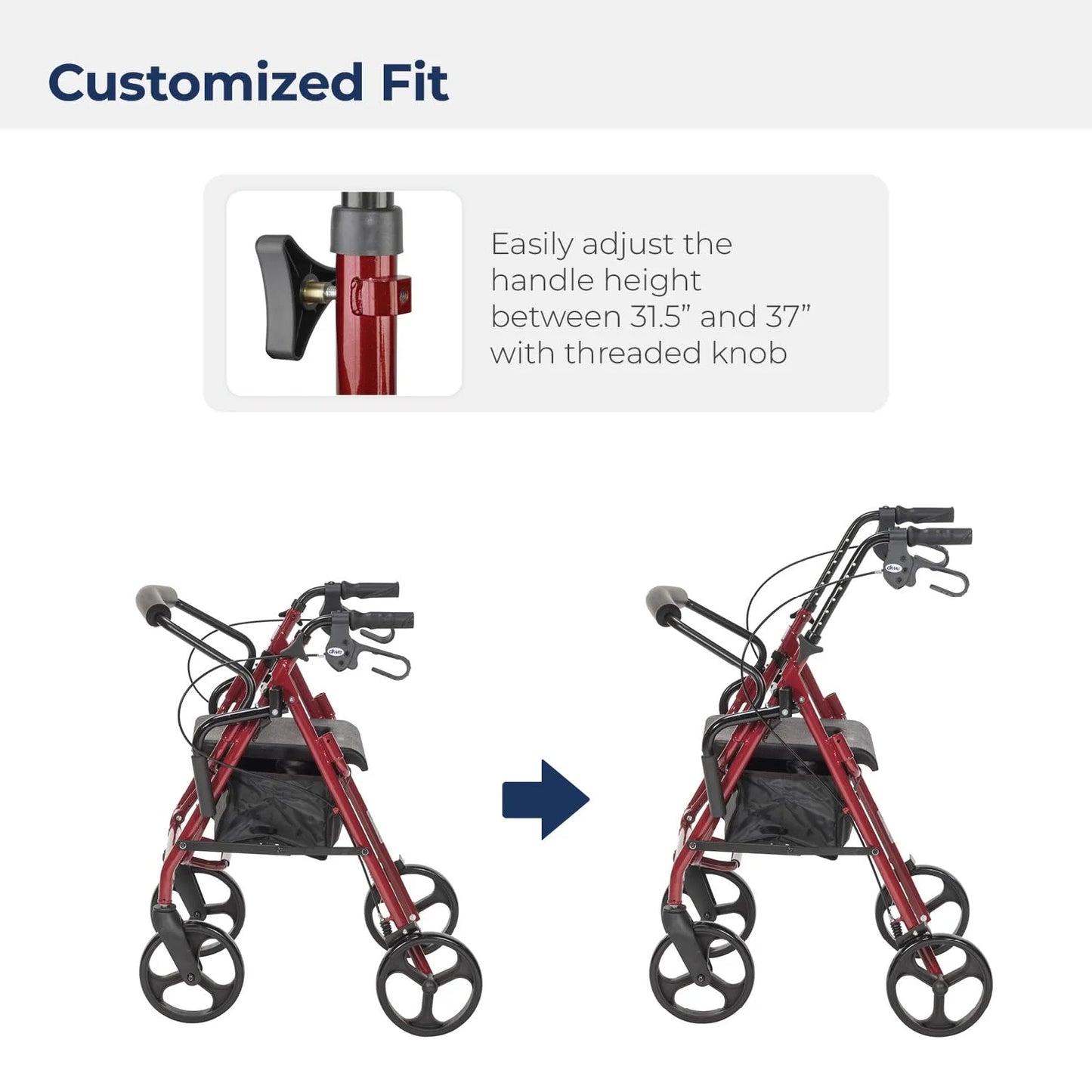 Burgundy Steel Drive Medical 795BU Duet Folding Transport Wheelchair and Rollator Walker, Burgundy, Good Condition condition - View 6