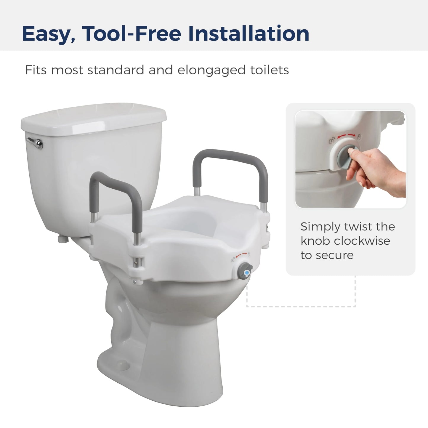 Drive Medical RTL12027RA 2-in-1 Raised Toilet Seat with Removable Padded Arms - View 7