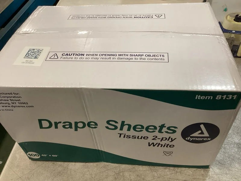 White 2-Ply Tissue Dynarex Drape Sheets, 2-Ply Tissue, Disposable Paper Sheets Used by Medical Professionals for Patient Privacy and Protection, 40" x 60," 2-Ply, White, 1 Case of 100 Dynarex Drape Sheets, Brand New condition - View 3