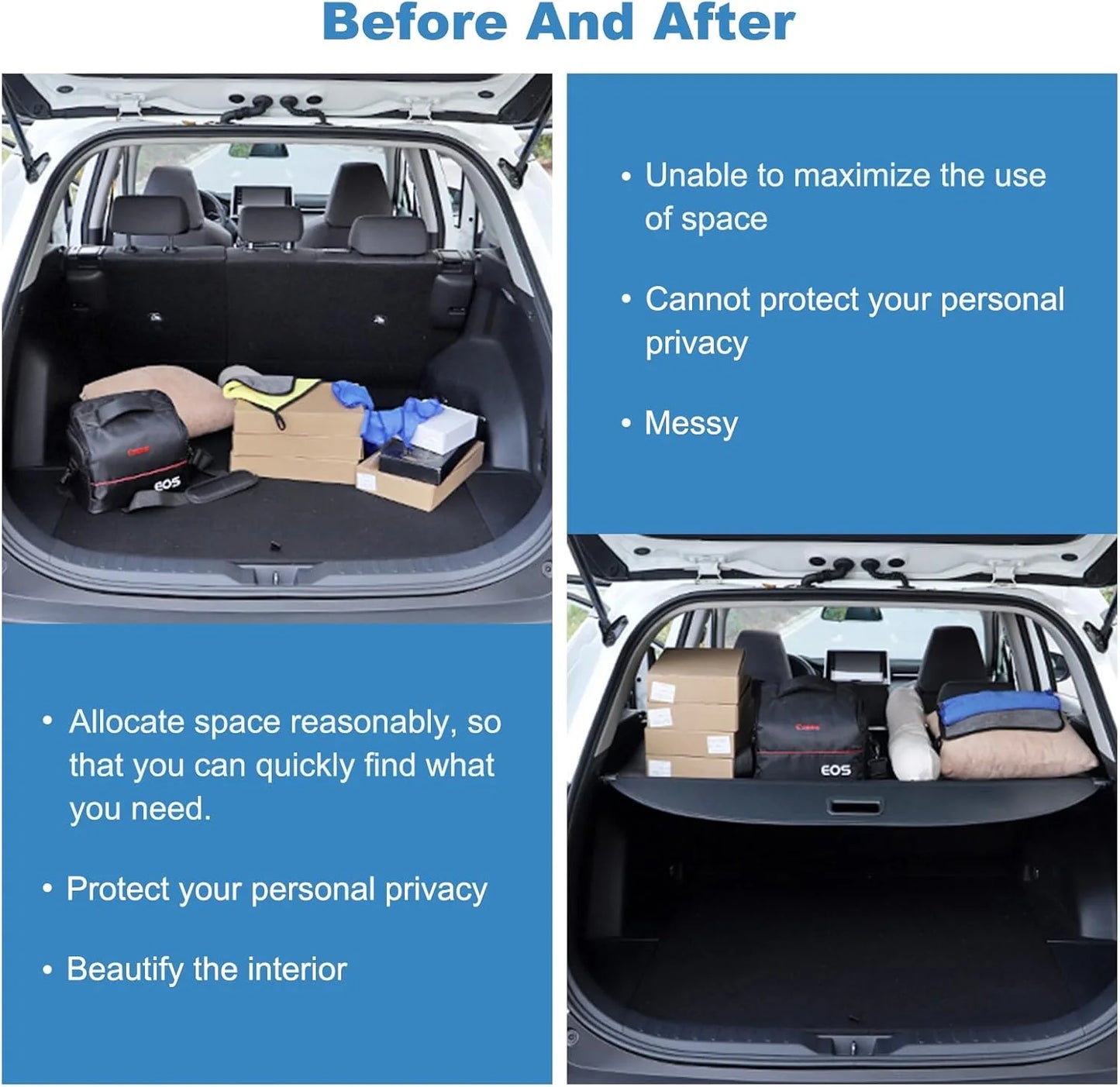 Black Flexible and Durable ECCPP Cargo Cover 2023 2024 2025 Fit for Honda HR-V Flexible Rear Trunk Cover Shade Luggage Tonneau Security Cover, Good Condition condition - View 8