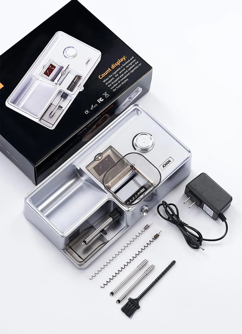 Silver Metal, Plastic Electric Cigarette Injector Machine Cigarette Rolling Machine Automatic Portable for Slim 100s/King/Regular Size Tubes (Silver), Good Condition condition - View 11