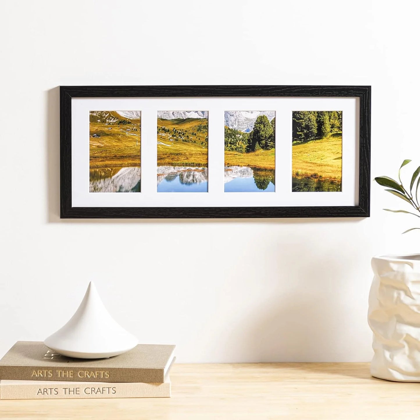 Black Wood eletecpro 8x20 Collage Picture Frame with 1 Mat Display 4Pcs 4x6 Photos or 1Pc 8x20 Picture without Mat, Picture Frames Collage Wall Decor Home Decor for Wall, Black, Brand New condition - View 8