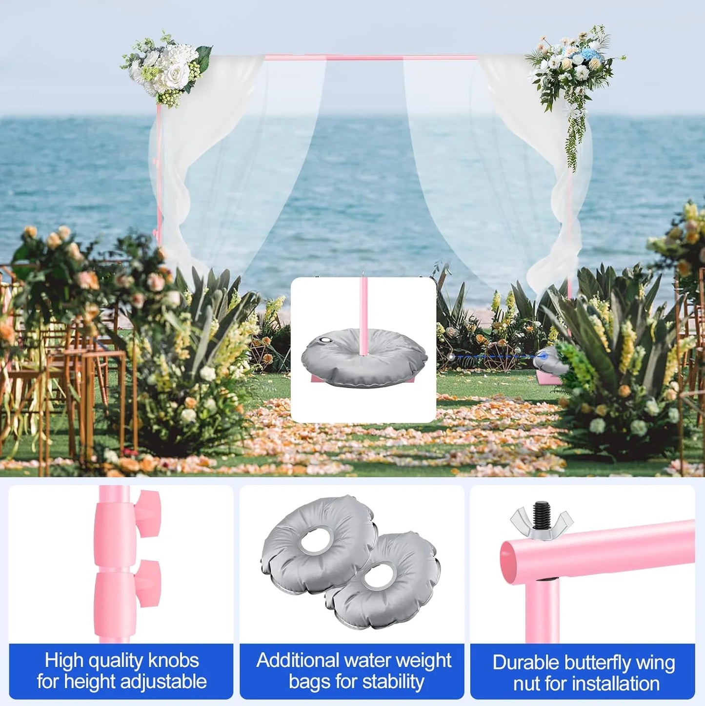 Pink Steel EMART Heavy Duty Backdrop Stand 8.5x10ft(HxW) Adjustable Background Support System Kit with Steel Base for Photography, Photo Backdrop Stand for Parties Birthday Video Studio - Pink, Good Condition condition - View 5
