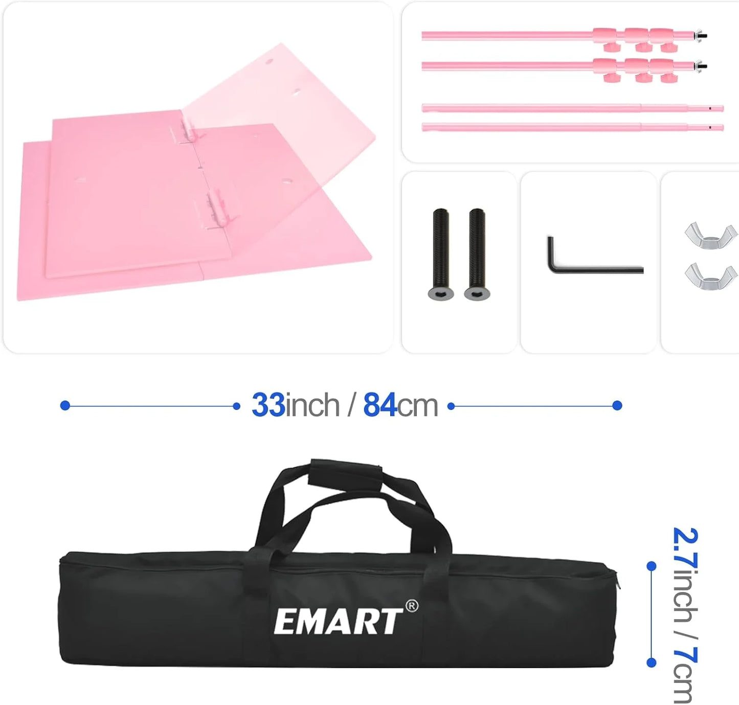 Pink Steel EMART Heavy Duty Backdrop Stand 8.5x10ft(HxW) Adjustable Background Support System Kit with Steel Base for Photography, Photo Backdrop Stand for Parties Birthday Video Studio - Pink, Good Condition condition - View 8