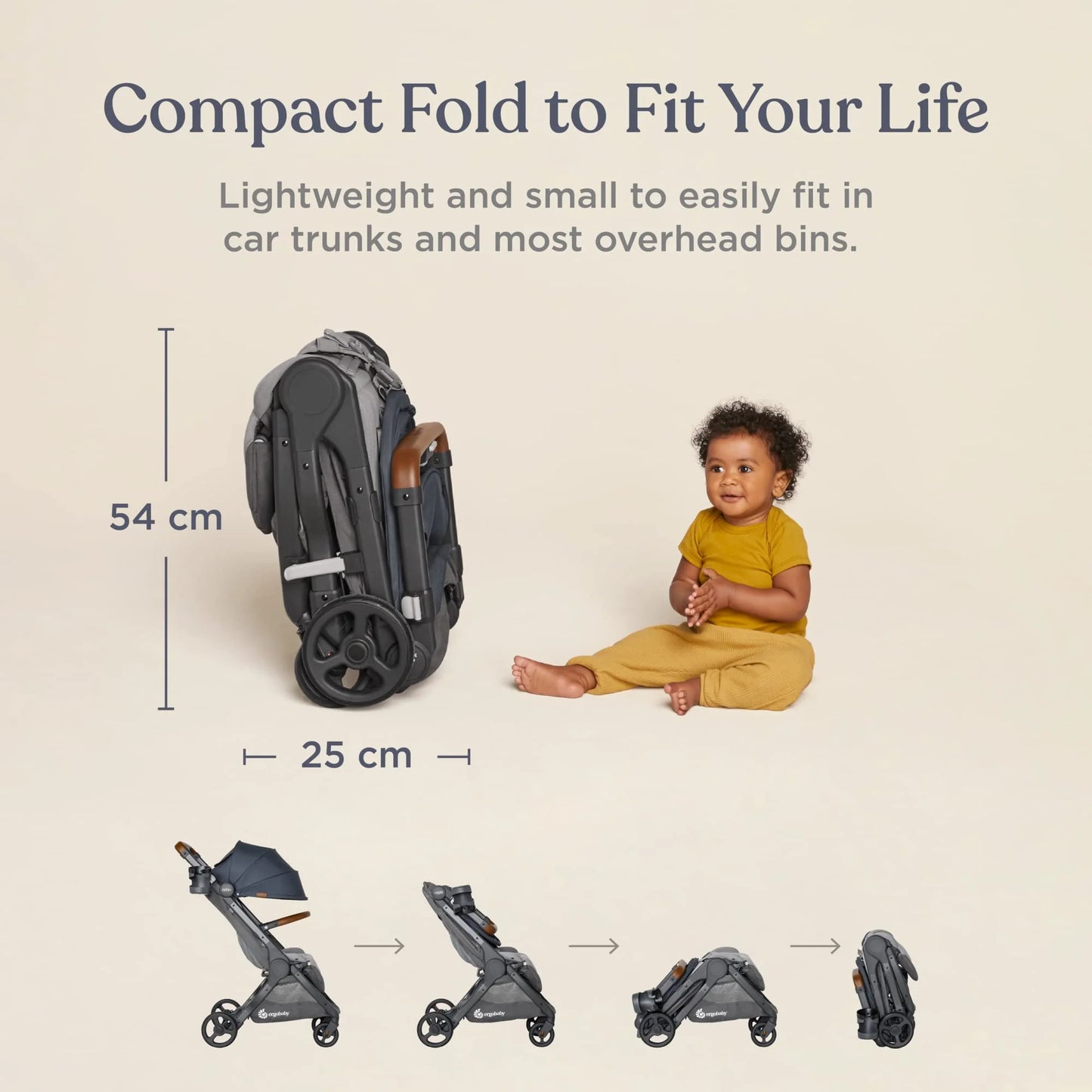 Empire State Green Mixed Materials Ergobaby Metro+ Deluxe Compact Baby Stroller, Lightweight Umbrella Stroller Folds Down for Overhead Airplane Storage (Carries up to 50 lbs), Car Seat Compatible, Empire State Green, Brand New condition - View 7