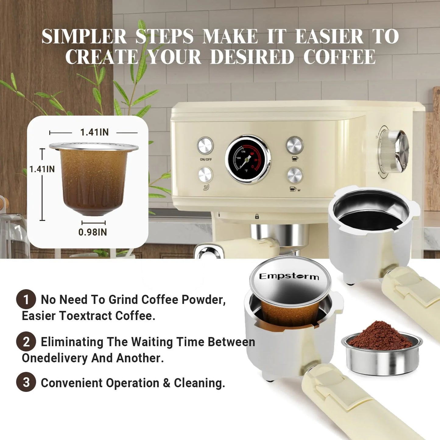 Black Plastic, Metal Espresso Machine Latte Coffee Makers 20 Bar, 2 IN 1 Professional Cappuccino Machine and Milk Frother Steam Wand Compatible for NS Original Capsules for Home Brewing, Good Condition condition - View 4