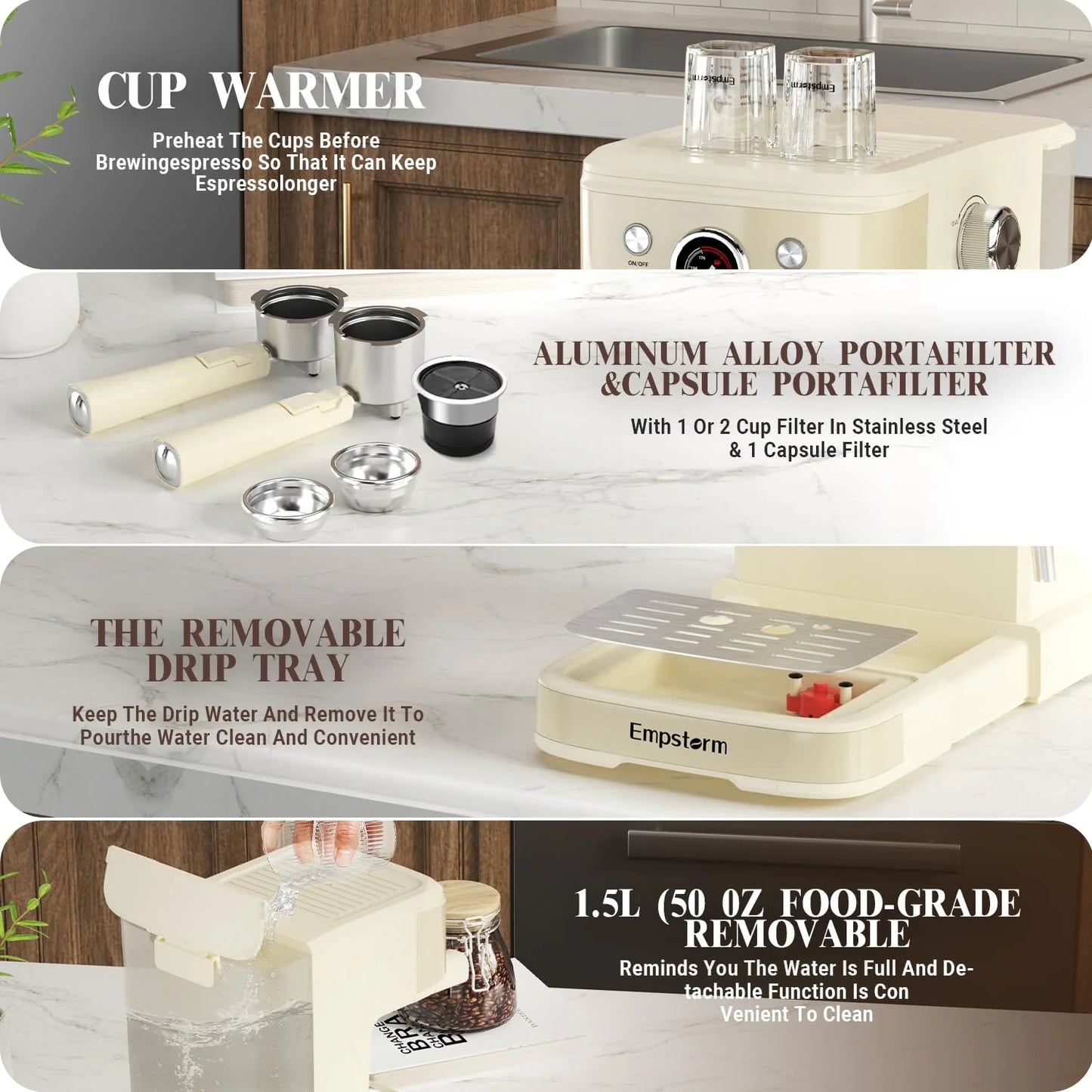 Black Plastic, Metal Espresso Machine Latte Coffee Makers 20 Bar, 2 IN 1 Professional Cappuccino Machine and Milk Frother Steam Wand Compatible for NS Original Capsules for Home Brewing, Good Condition condition - View 8