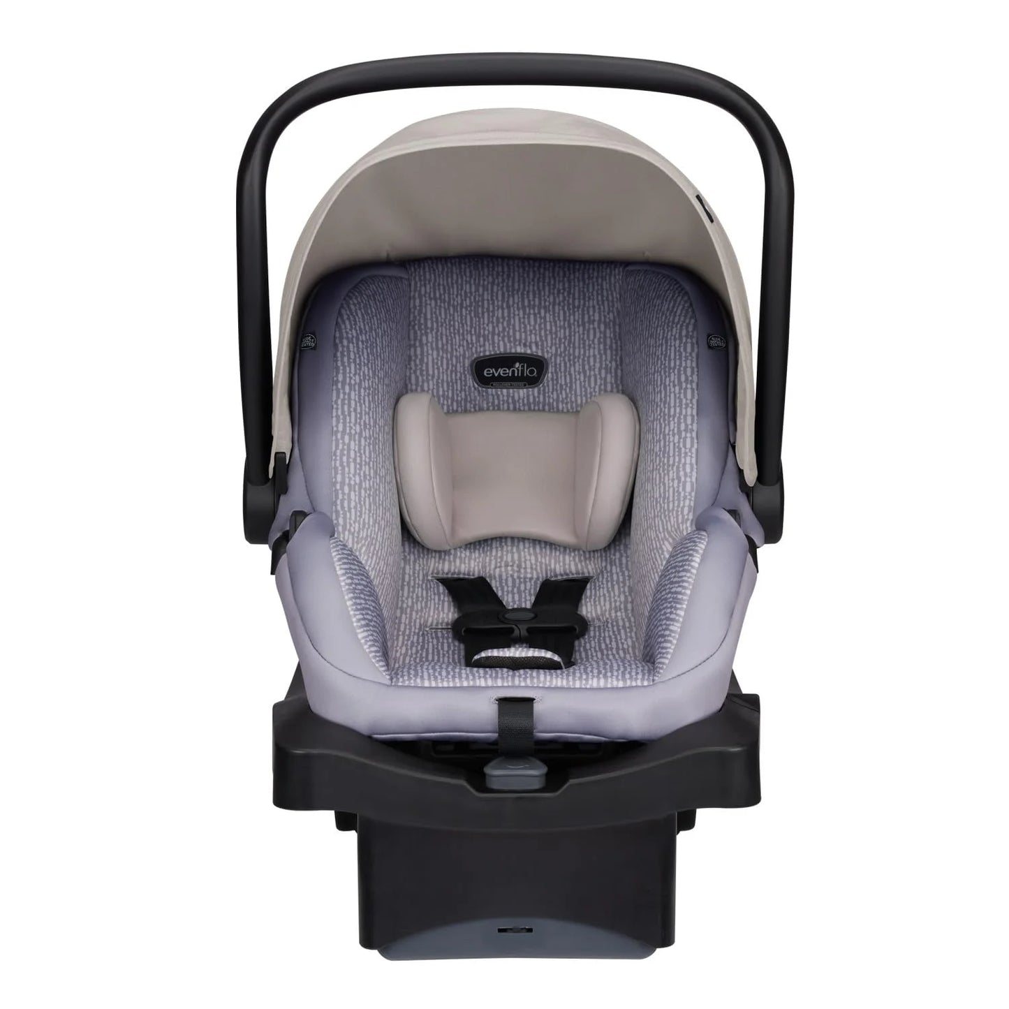 River Stone Plastic, Fabric Evenflo LiteMax 35 Infant Car Seat (River Stone), Lightweight, Extended Use, Belt Lock-Off, Ergonomic Handle, Good Condition condition - View 1