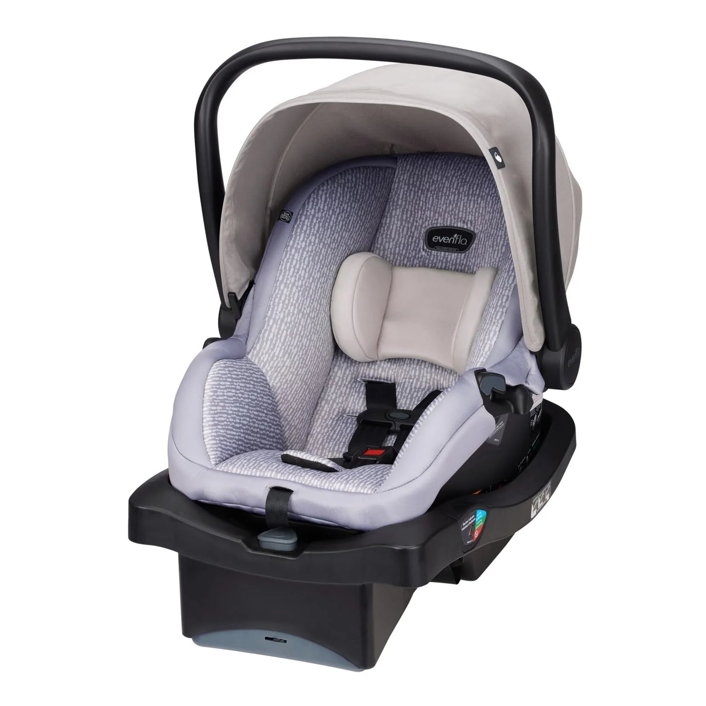 River Stone Plastic, Fabric Evenflo LiteMax 35 Infant Car Seat (River Stone), Lightweight, Extended Use, Belt Lock-Off, Ergonomic Handle, Good Condition condition - View 3