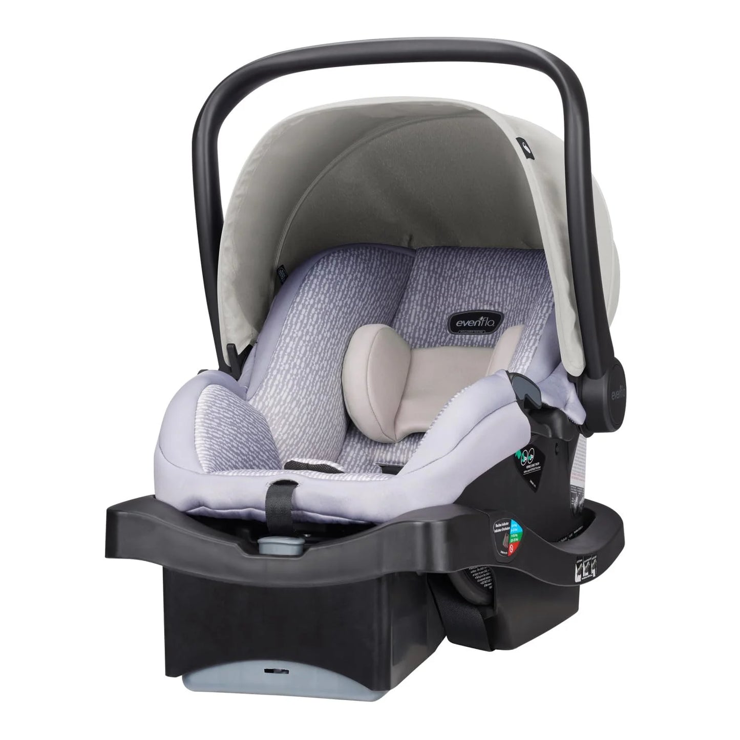 River Stone Plastic, Fabric Evenflo LiteMax 35 Infant Car Seat (River Stone), Lightweight, Extended Use, Belt Lock-Off, Ergonomic Handle, Good Condition condition - View 4