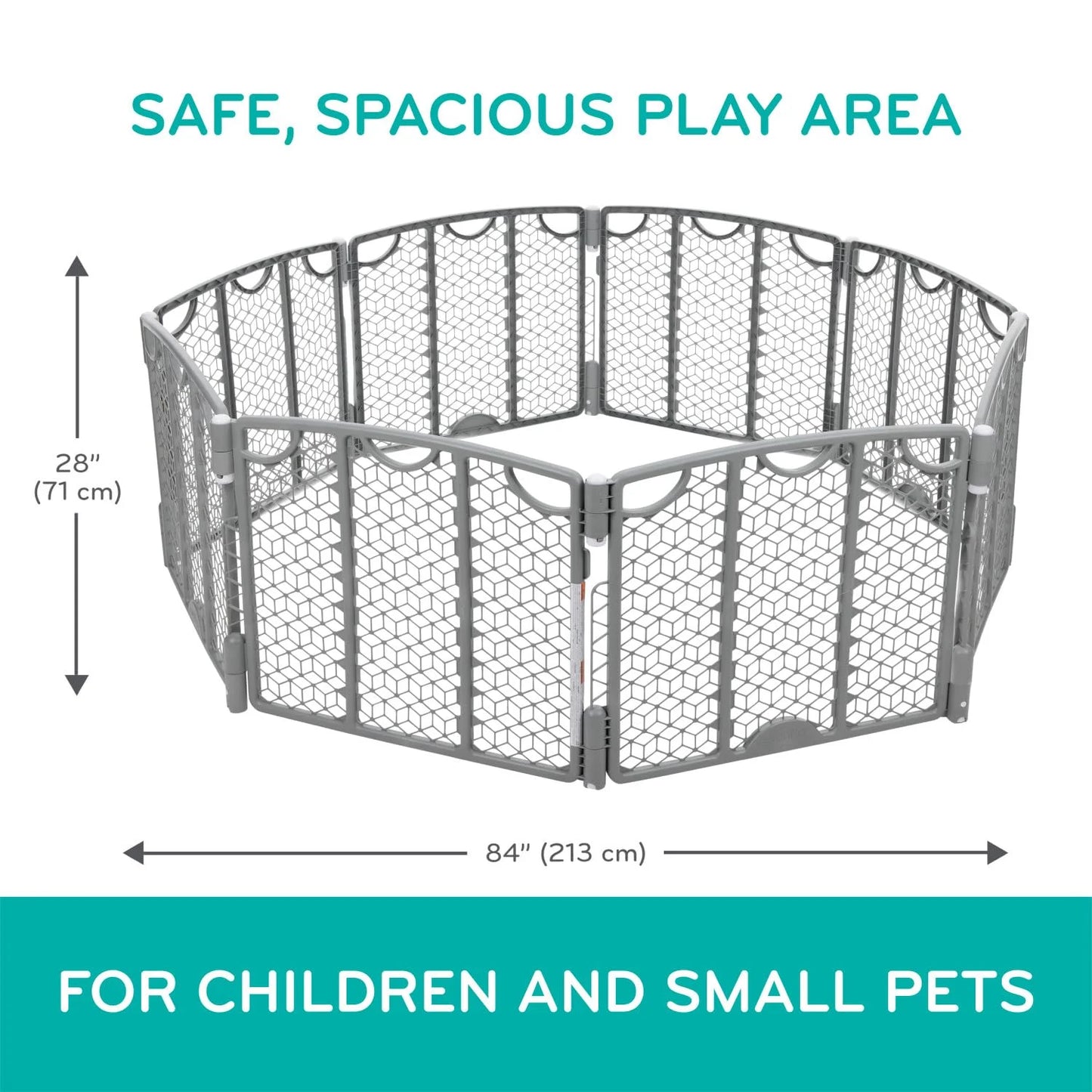 Cool Gray Plastic Evenflo Versatile Play Space Adjustable Play Area, Plastic, 8-Panel (Cool Gray), As Is condition - View 4