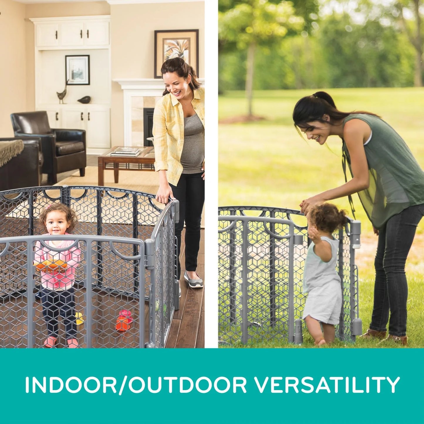 Evenflo Versatile Play Space Adjustable Play Area, Plastic, 8-Panel (Cool Gray) - View 5