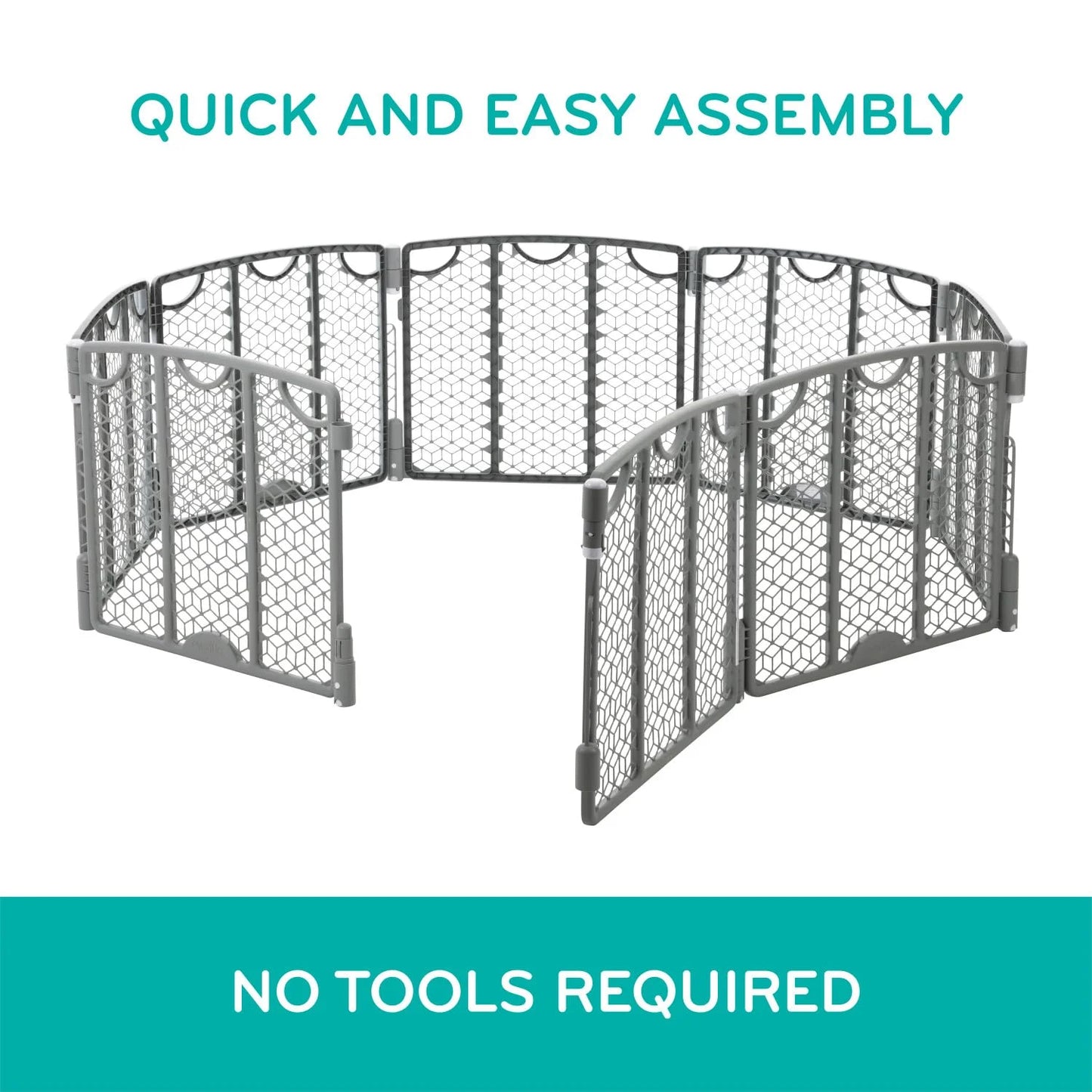 Cool Gray Plastic Evenflo Versatile Play Space Adjustable Play Area, Plastic, 8-Panel (Cool Gray), As Is condition - View 8
