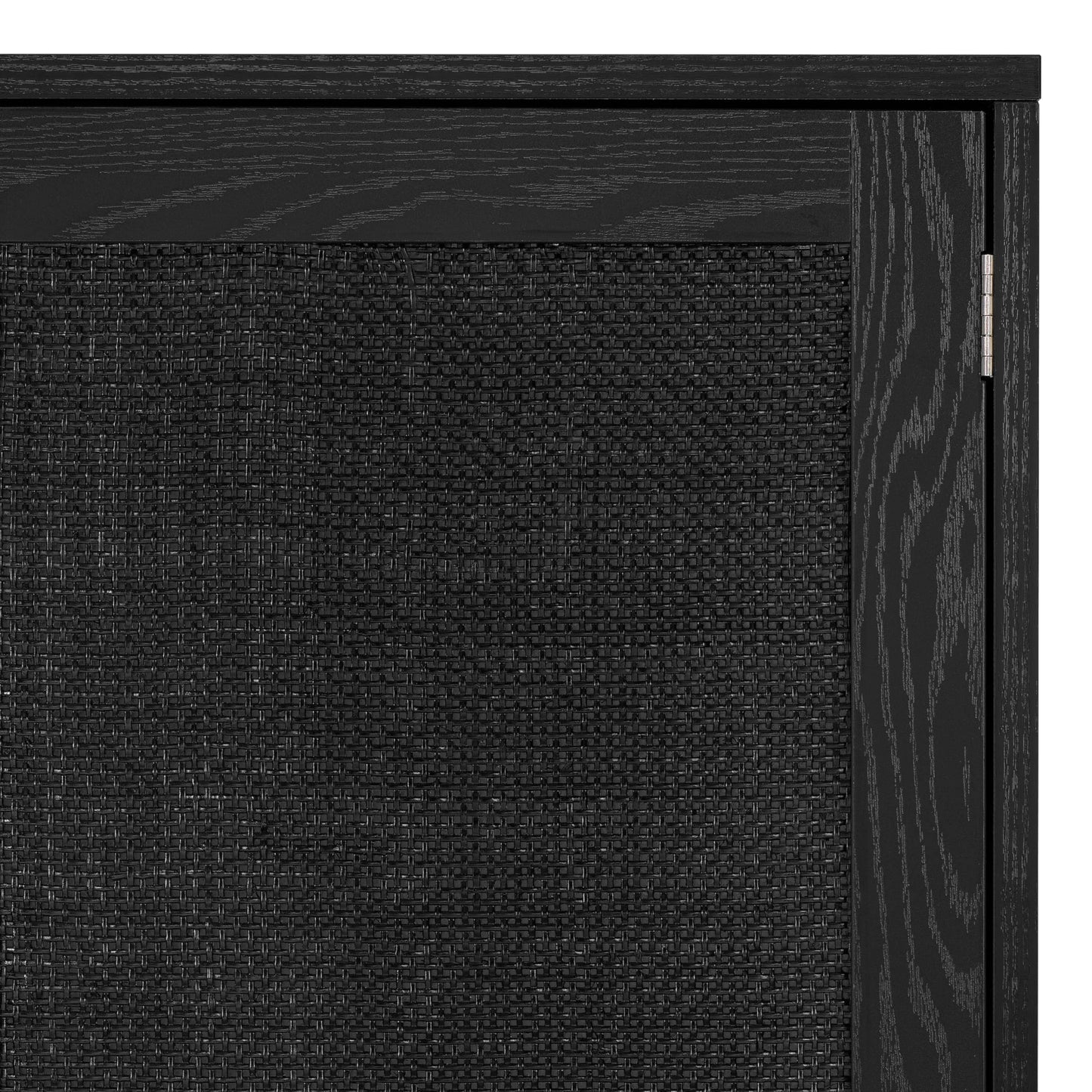 Finnhomy Sideboard Buffet Kitchen Storage Cabinet with Black Painted Rattan Decorated Doors, Black - View 7