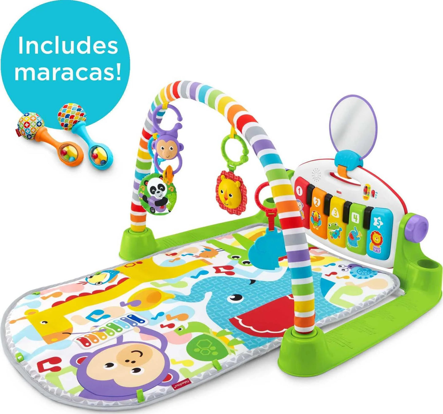 Fisher-Price Baby Playmat Deluxe Kick & Play Piano Gym Learning Toy & 2 Maracas Soft Rattles - View 5