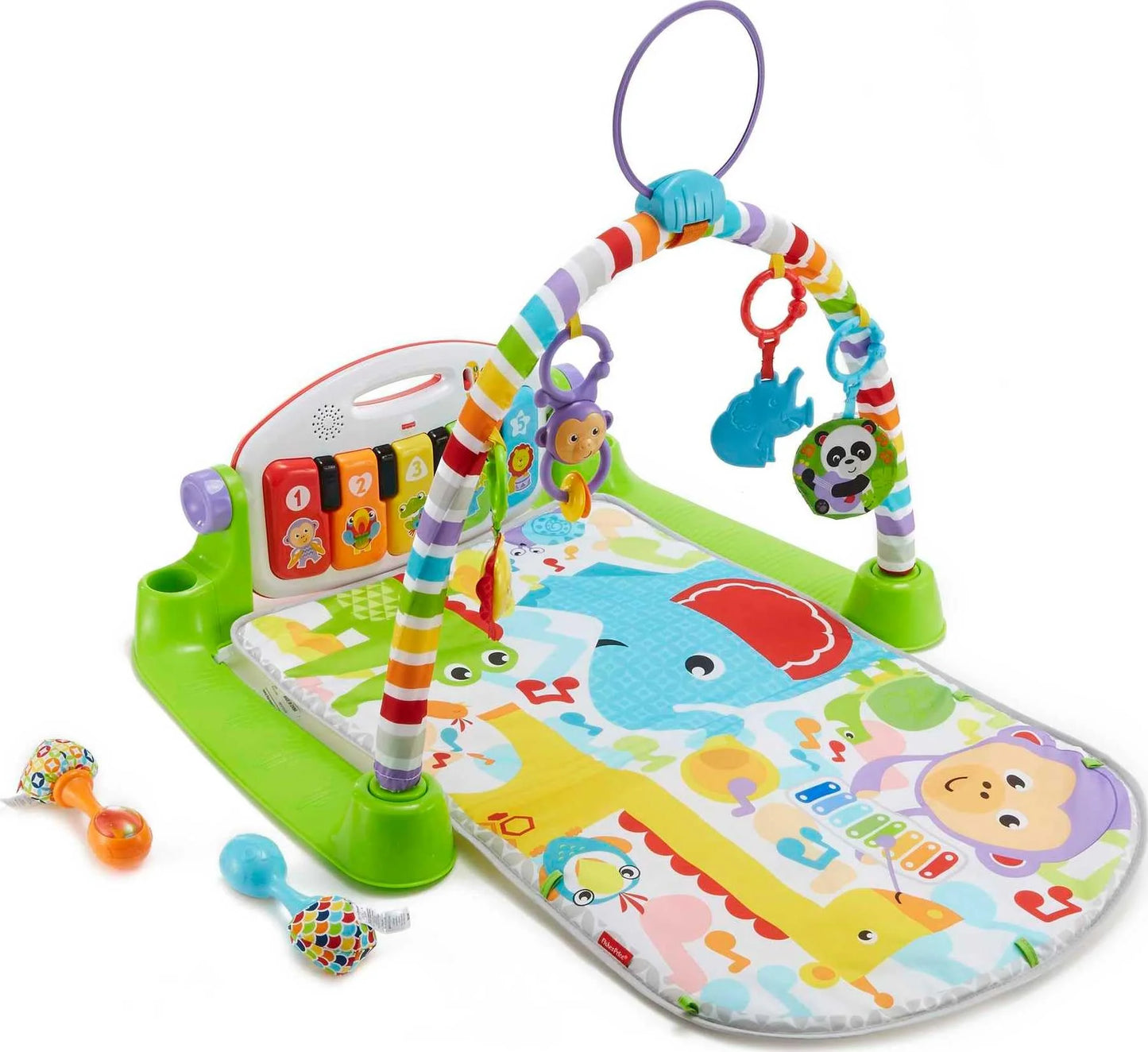 product Soft Fabric, Plastic Fisher-Price Baby Playmat Deluxe Kick & Play Piano Gym Learning Toy & 2 Maracas Soft Rattles for Newborn to Toddler Play Ages 0+ Months, Brand New condition - View 7