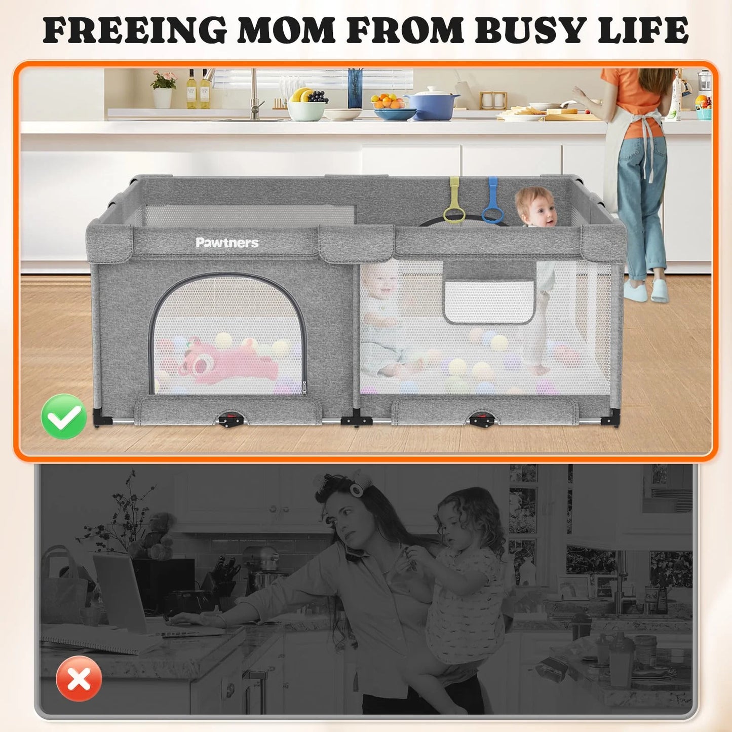 Foldable Playpen for Babies and Toddlers: Large Kids Playpen - View 7