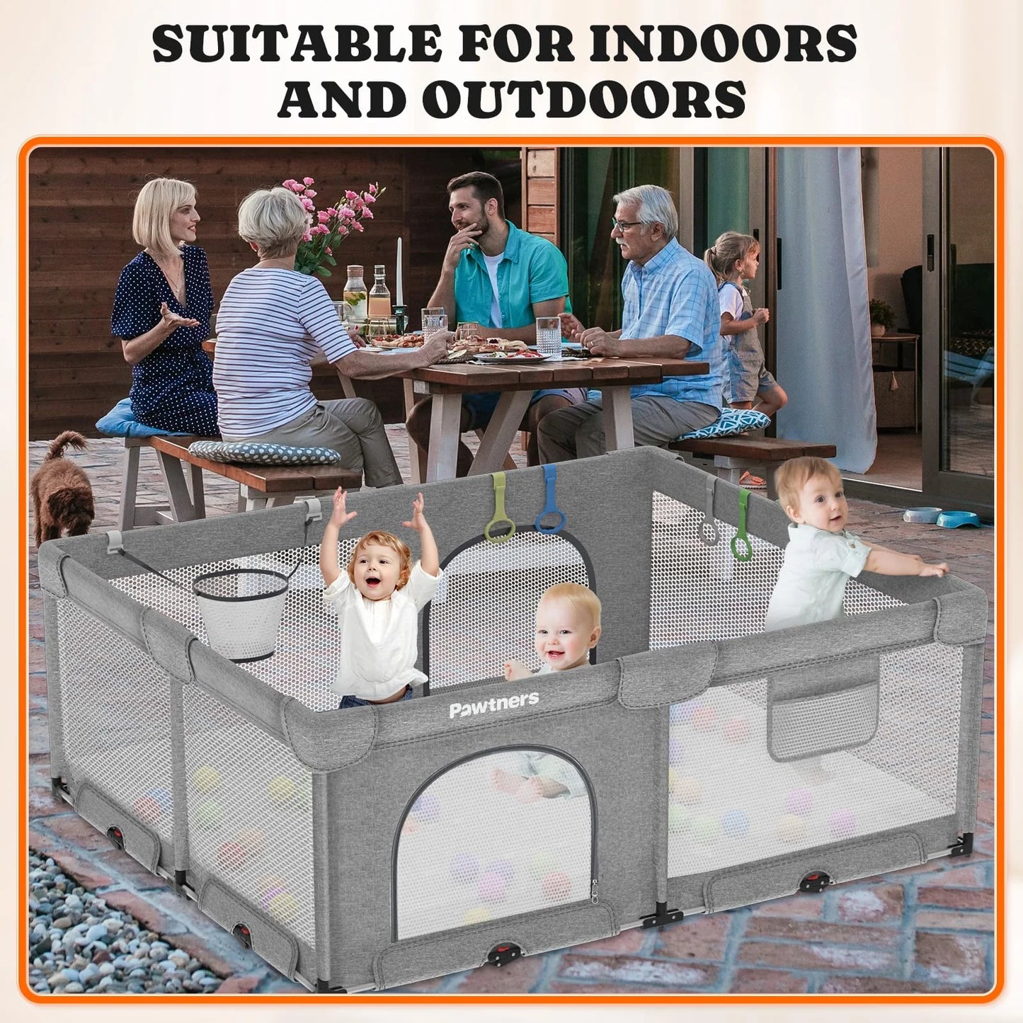 Foldable Playpen for Babies and Toddlers: Large Kids Playpen - View 9