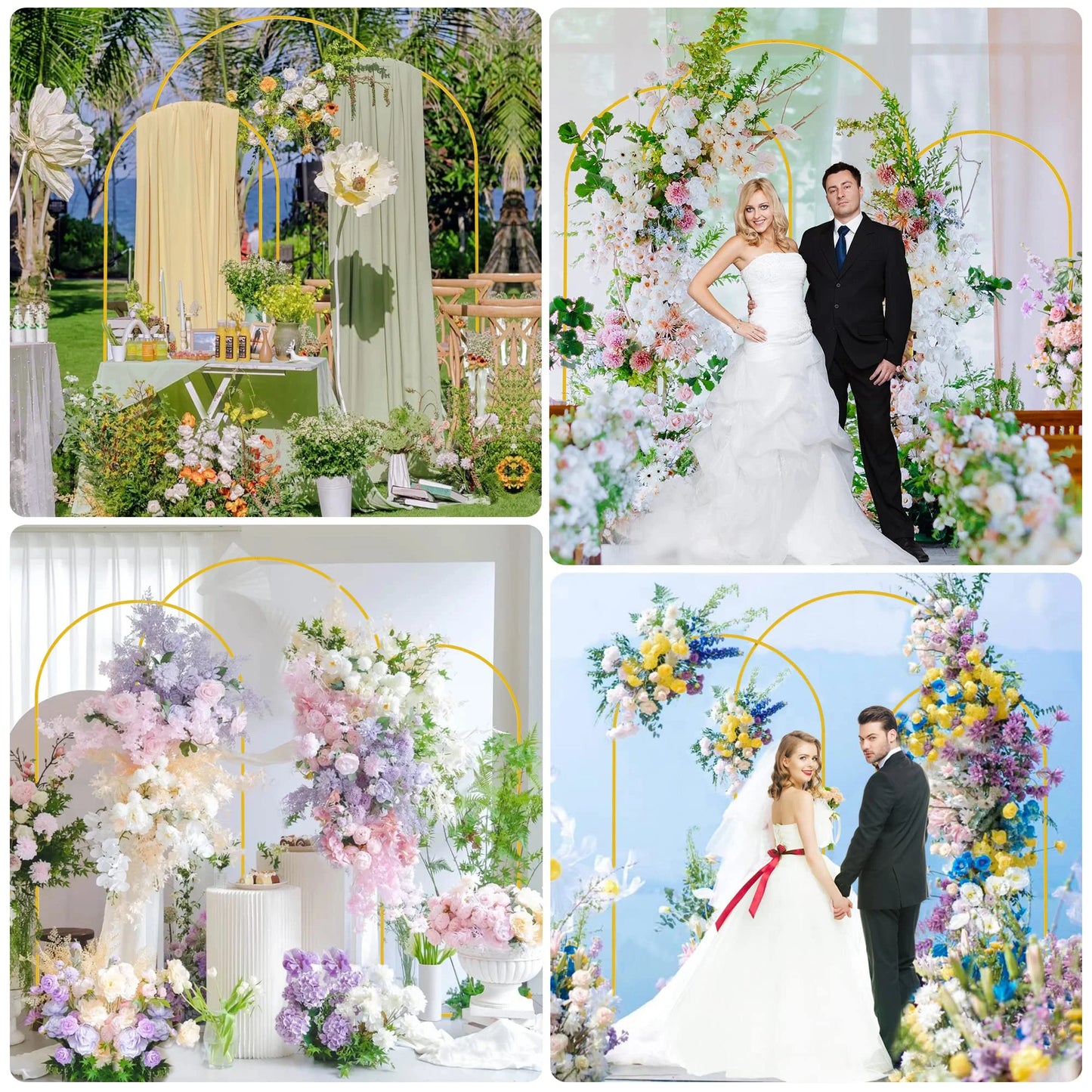 Fomcet Metal Arch Backdrop Stand Set of 3 Gold Wedding Arch Stand - View 8