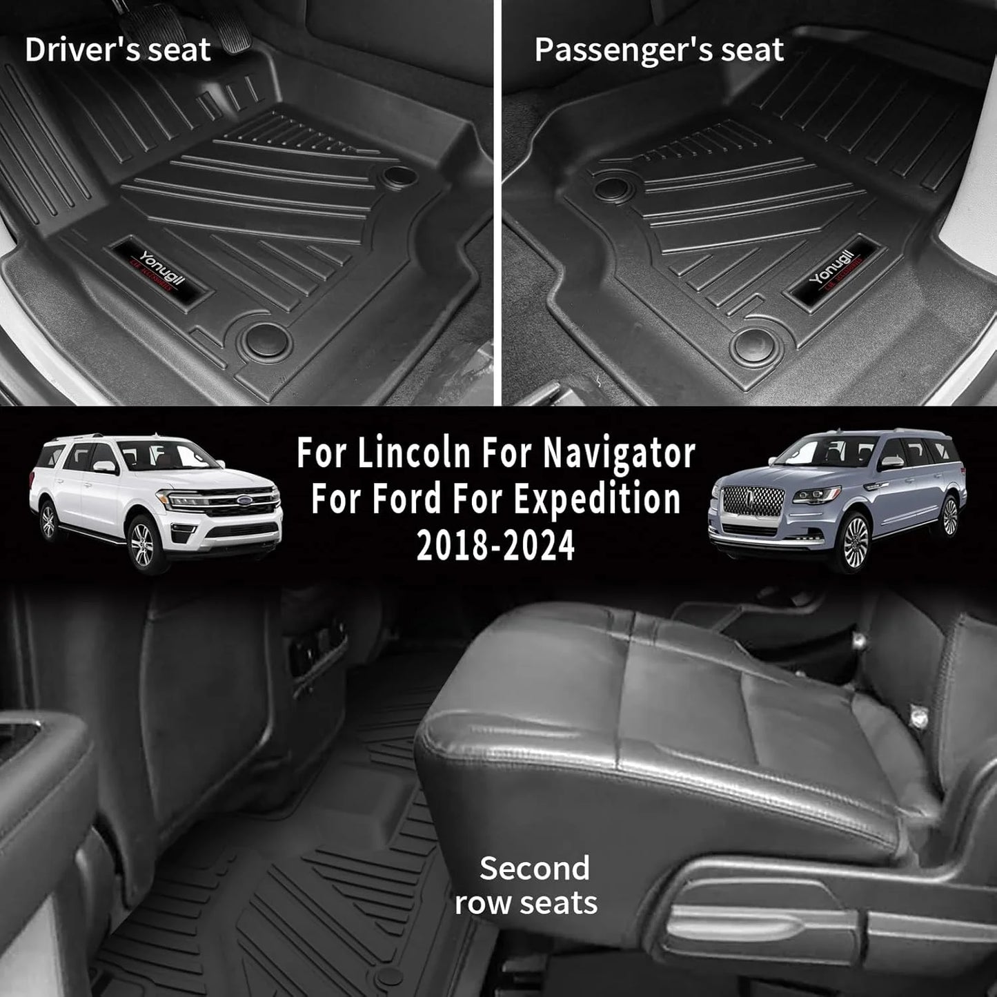 product All Weather TPE 2018-2024 2025 Ford Expedition/Lincoln Navigator 7 Seater Floor Mats 3 Row Trunk Cargo Liners Backrest Mat Full Set All Weather TPE Protection Mat Accessories, Good Condition condition - View 4